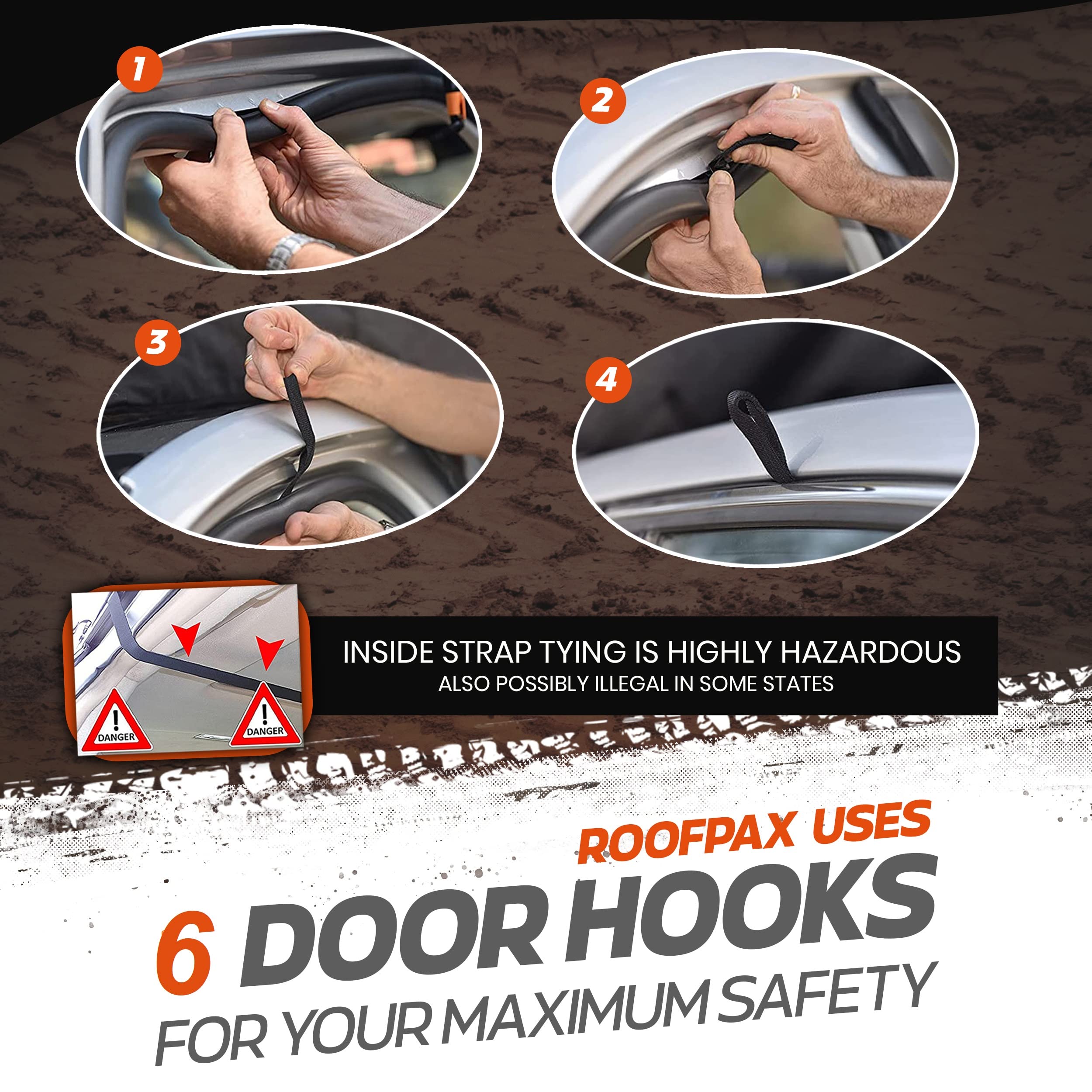 Buy RoofPax 6 Rooftop Cargo Tie Down Hook Straps for Strapping Down Any