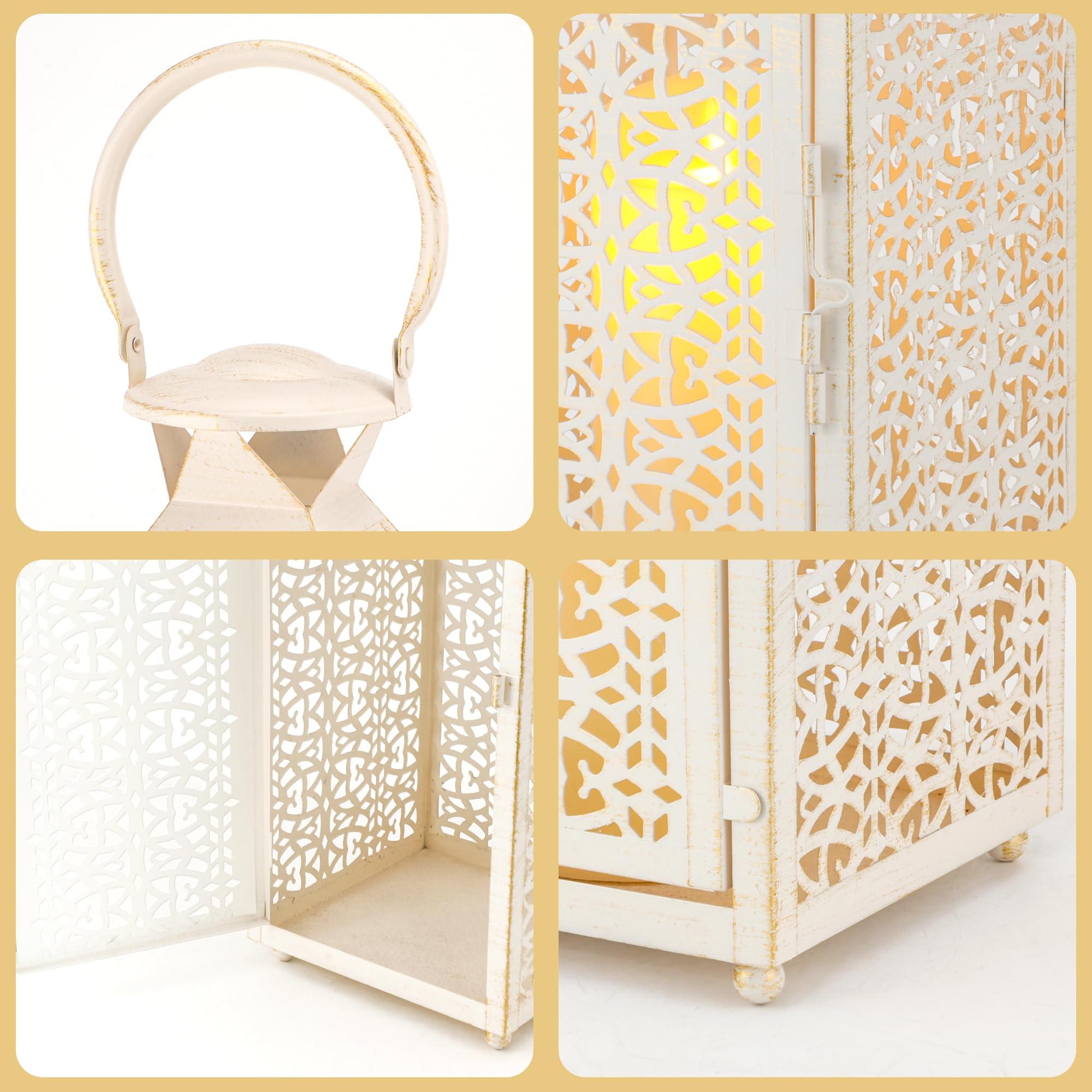 JHY DESIGN Set da 2 lanterne decorative bianche per candele
