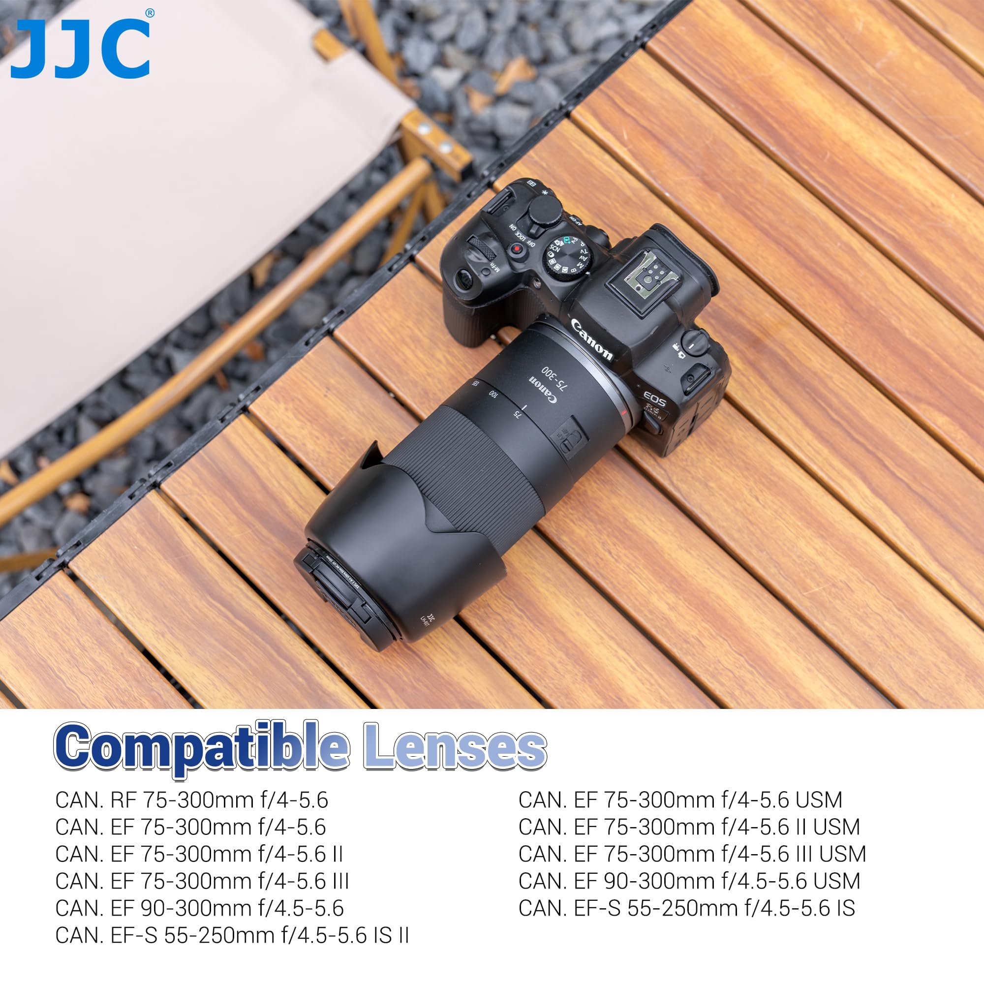 JJC Tulip ET-60 - Paraluce a baionetta da 58 mm per Canon RF 75-300mm F4.0-5.6, EF 75-300mm F4-5.6 III, EF 75-300mm F4-5.6 III USM, EF-S 55-250mm F4-5.6 IS, EF-S 55-250mm mm F4-5 .6 IS II, EF 90-300mm
