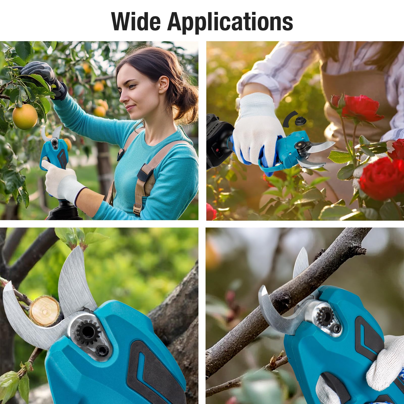Podadora a batería para Makita 18V, 600 W, tijeras de podar eléctricas profesionales con 2 baterías de 2000 mAh, motor sin escobillas y podómetro LED con diámetro de corte de 35 mm