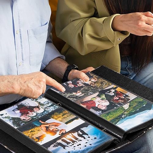 Miniatura 5 de Lanpn Álbum de fotos de 4 x 6 pulgadas, 300 bolsillos, libro de cuero de tapa dura con capacidad para 300 imágenes horizontales, solo platino negro