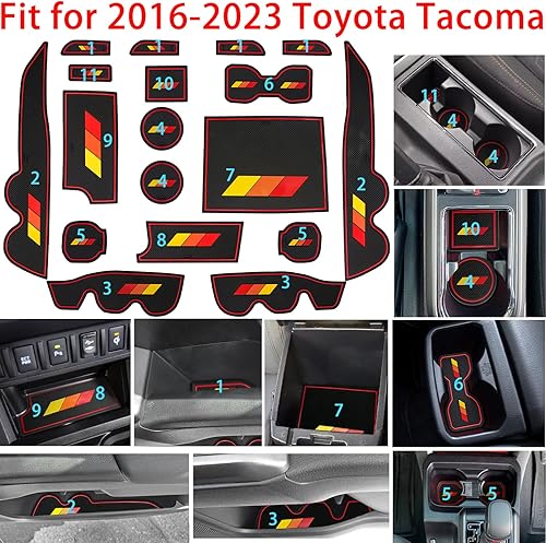Miniatura 6 de Forro de consola central para Toyota Tacoma Accesorios 2016 2017 2018 2019 2020 2021 2022 2023 Inserto para portavasos de cabina doble, almohadilla