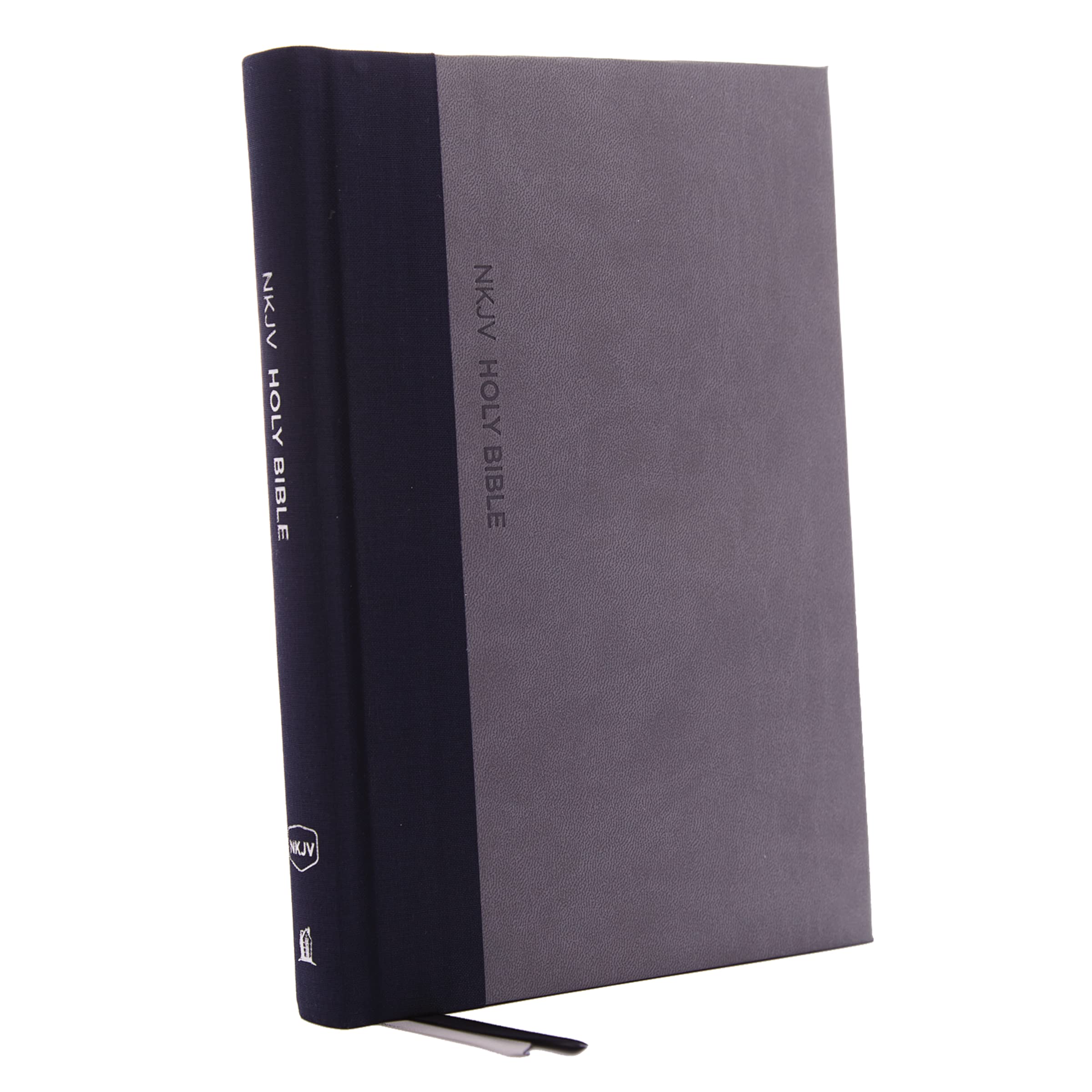 NKJV, Thinline Bible, Large Print, Cloth over Board, Gray/Blue, Red Letter, Comfort Print: Holy Bible, New King James Version Hardcover – Large Print, January 30, 2018