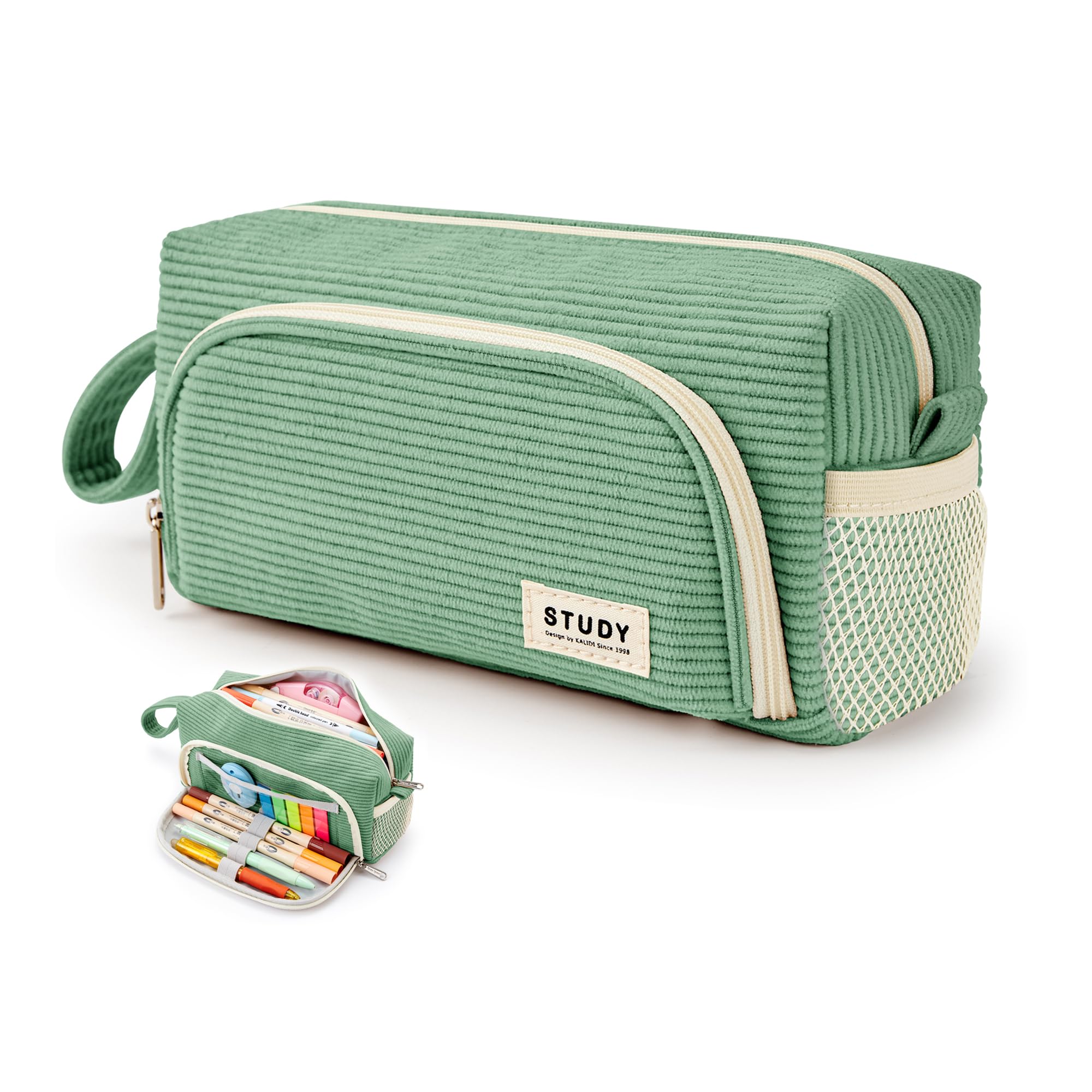 KALIDI Corduroy Pencil Case Pen Bag Multi Pockets Stationery Storage School Office Organizer โ image 1
