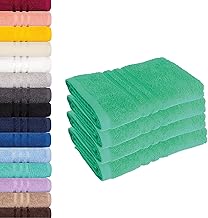 Lavea Lot de 4 serviettes éponge - 100 % coton certifié Oeko-TEX, absorbantes et durables - 4 serviettes (50 x 100 cm), turquoise