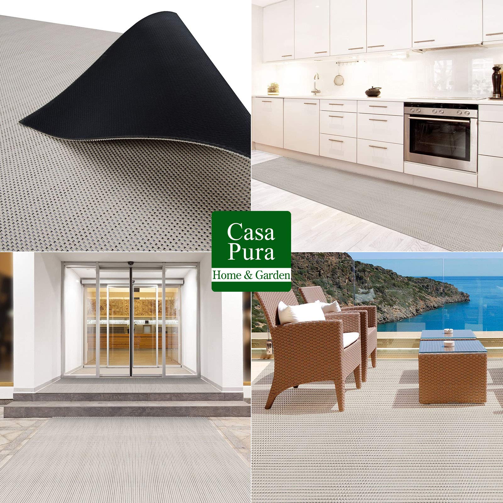 casa pura In & Outdoor Teppich Wetterfest Wohnzimmer Balkon Küchenteppich Terrassenteppich – Palermo 180x300cm