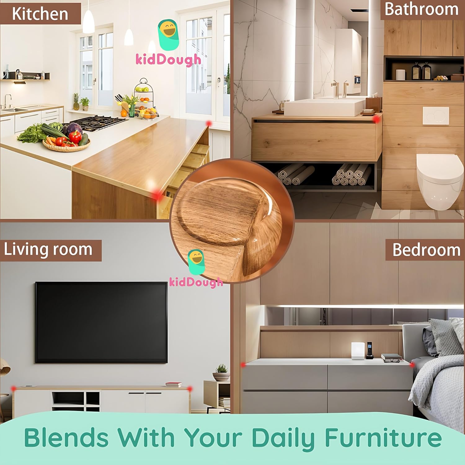 KidDough 10 PCS Corner Protector for Furniture - Table Edge Guards with Silicon and Soft Gel, Sharp Corner Protection, Transparent PVC - Childproof Safety for Sharp Edges 4