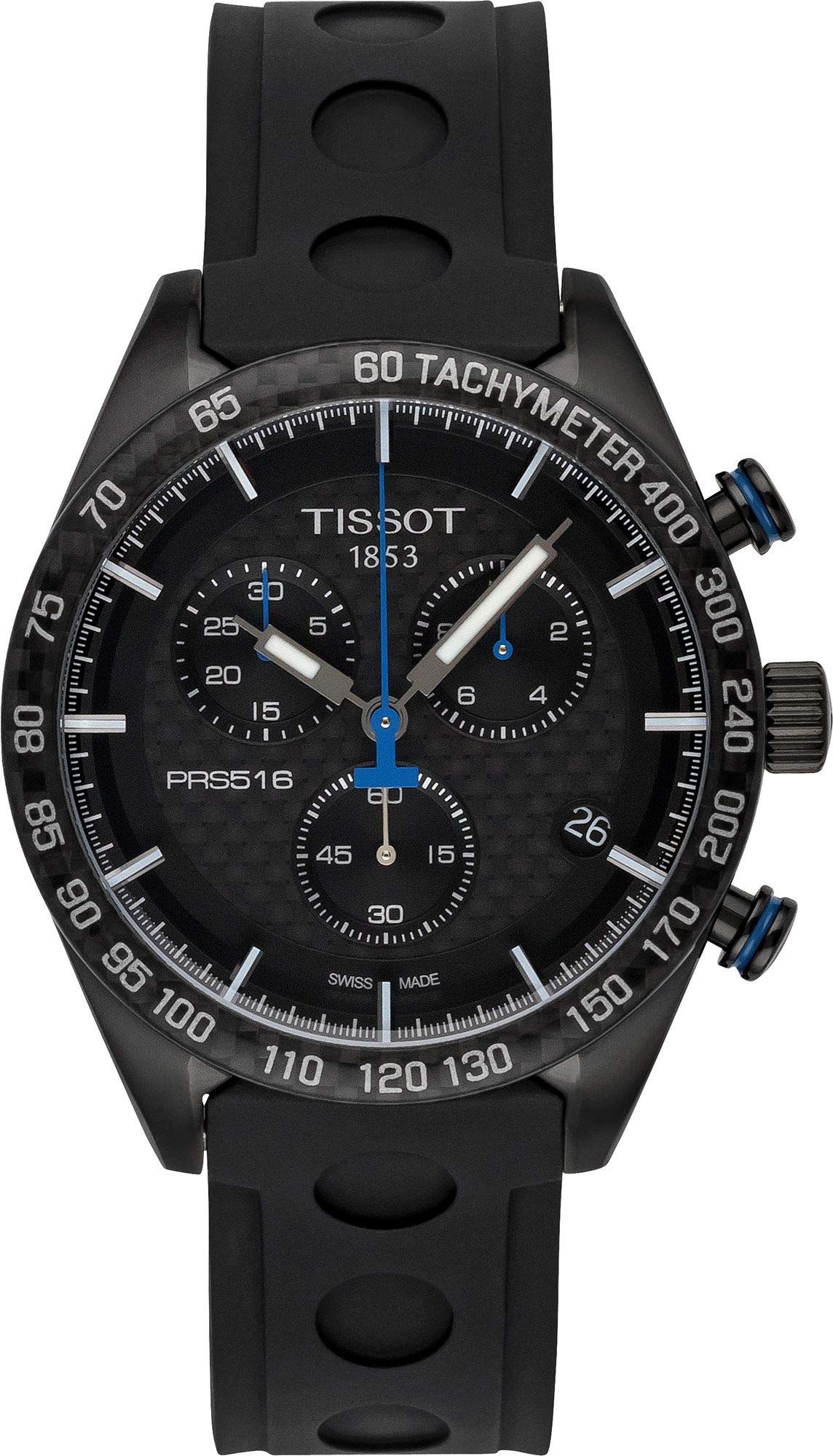 Tissot T100.417.37.201.00 PRS 516 Chronograph Black Carbon Dial Mens Watch (B07VQ2MYR9) Amazon Price History, Amazon Price Tracker