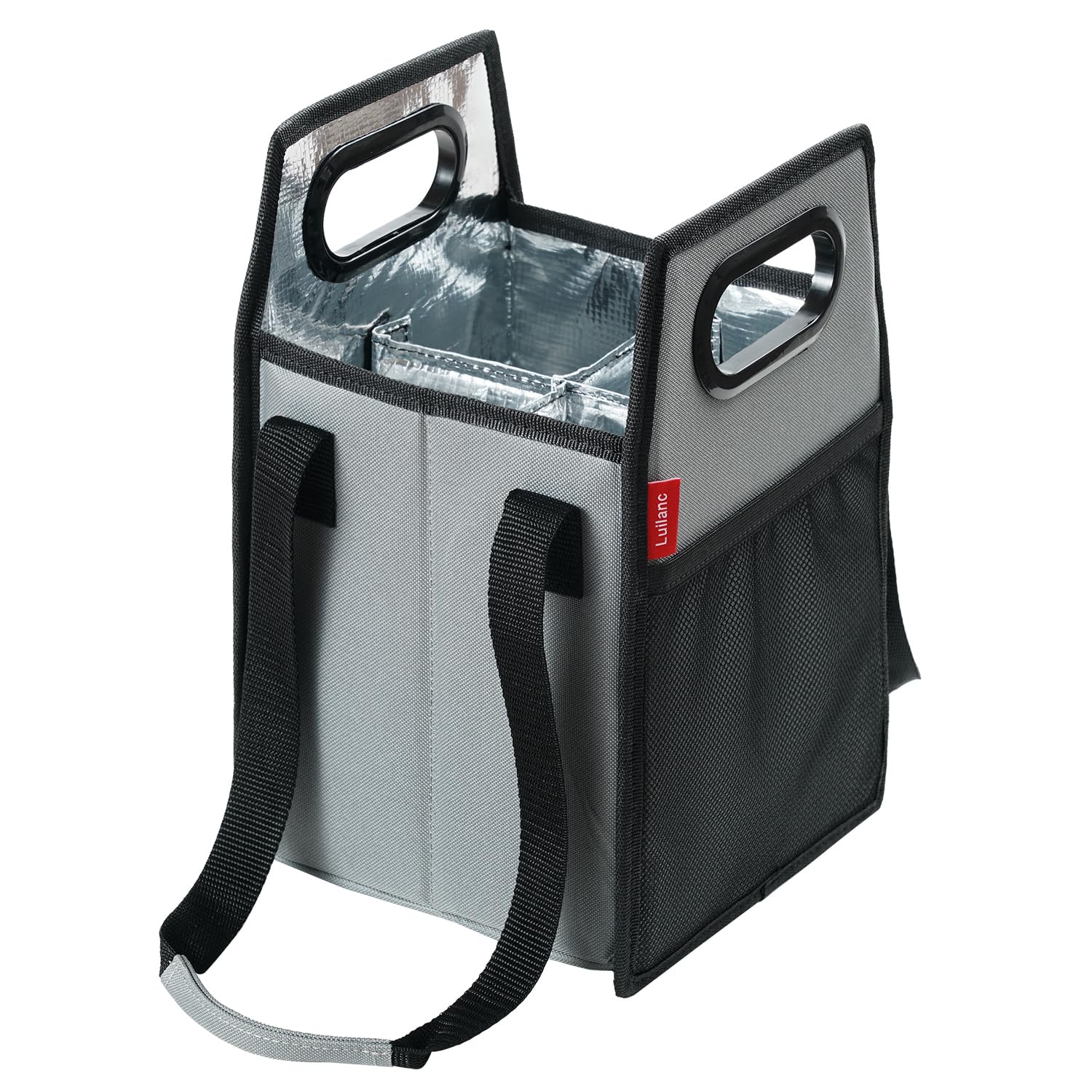 LUILANC Collapsible Bottle Carrier - Reusable Portable Wine Bottle Case for Tote Bag, Moving, Vacation & Grocery Shopping