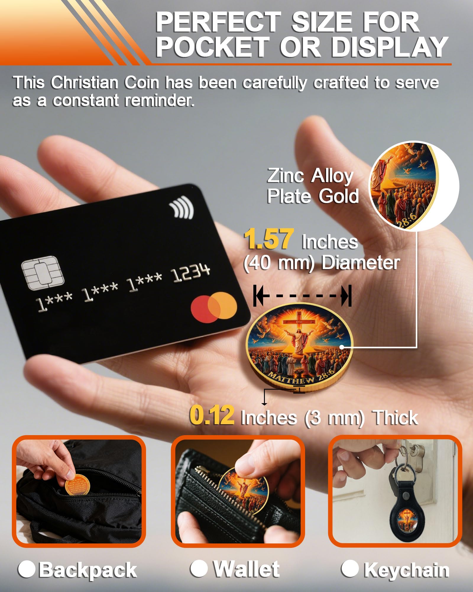 Christian Challenge Coin - Matthew 28:6, Jesus Resurrection - Image 4