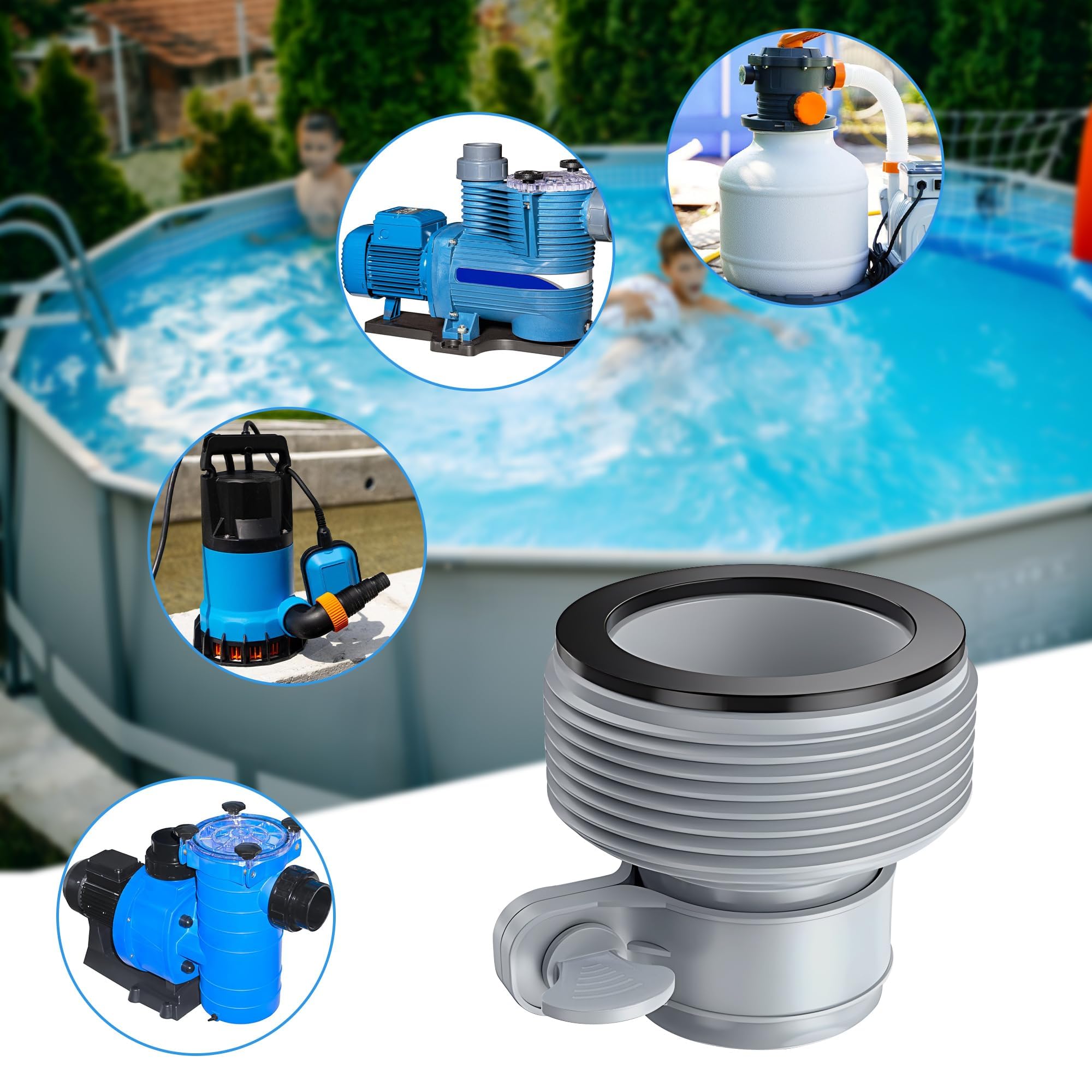 Adattatore per Piscina B - 4 Pezzi Connettori per Tubo Spiralato, Raccordi da 1.5" - Accessori per Piscina