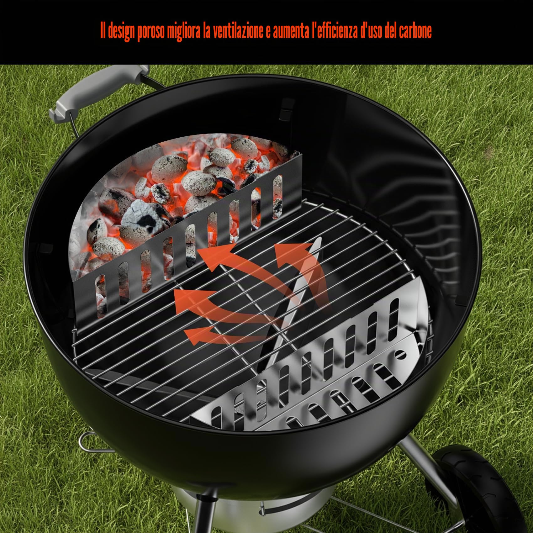 onlyfire Cestini per Carbonella da Barbecue in Acciaio Inossidabile，BBQ Charcoal Basket per Barbecue a Carbone con Diametro di 57 cm e 47 cm，2 Pezzi
