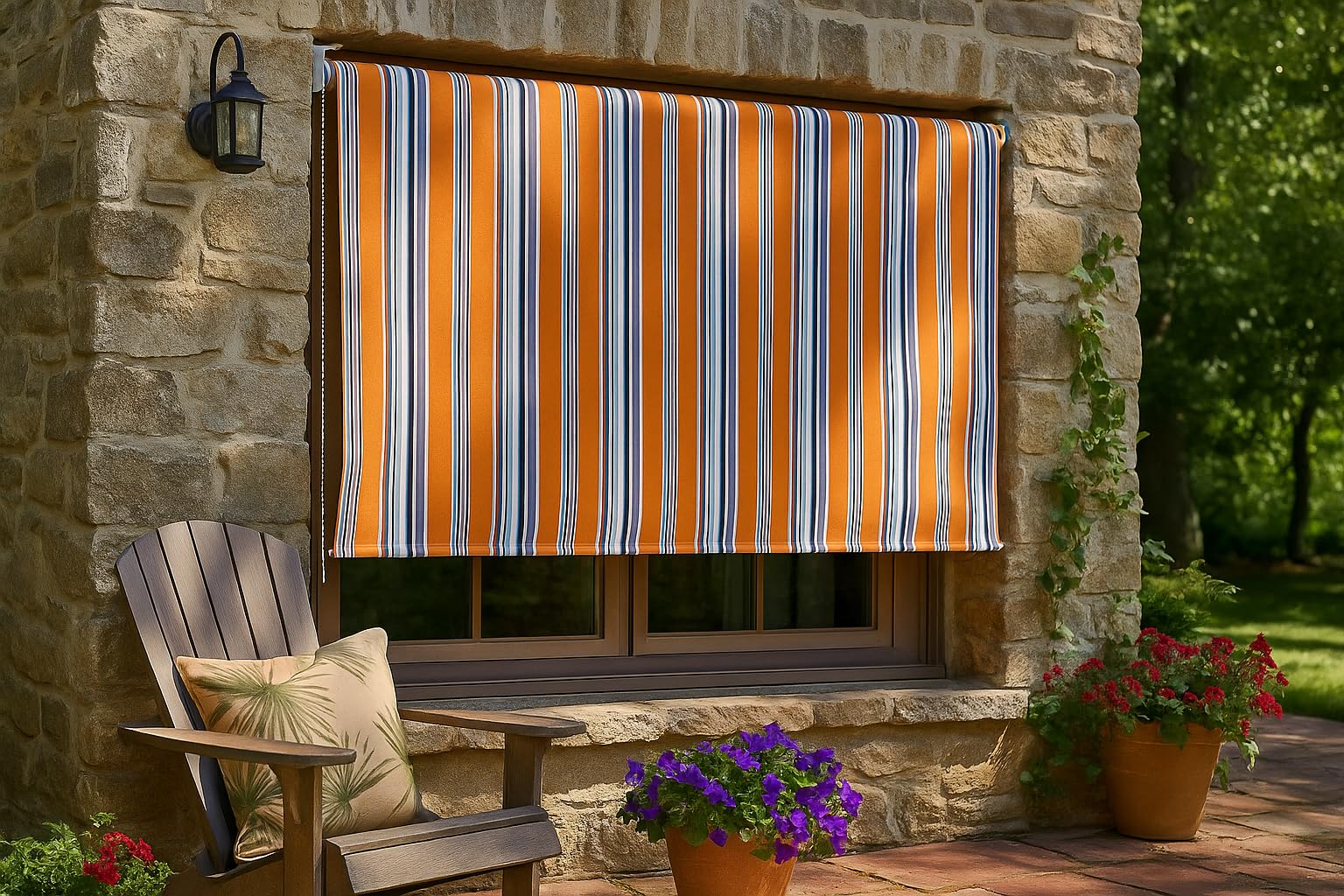 Linea Garden Friend Tenda da Sole a Caduta con Rullo in Alluminio e Poliestere, Giallo, 150x7x8 cm