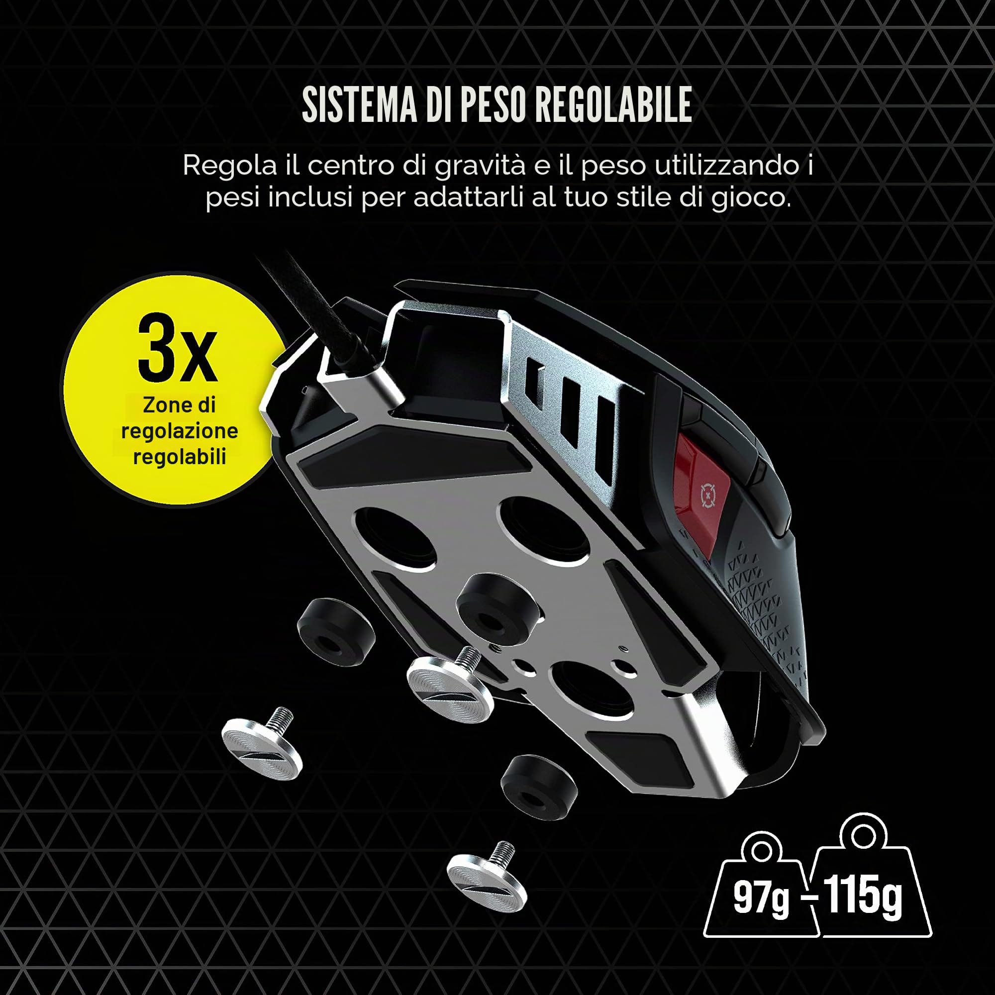 Corsair M65 RGB Ultra Tunable FPS Gaming Mouse Marksman Sensore ottico 26.000 DPI, interruttori ottici, tecnologia di iperelaborazione AXON, controllo Fusion Sensor, sistema di peso sintonizzabile -