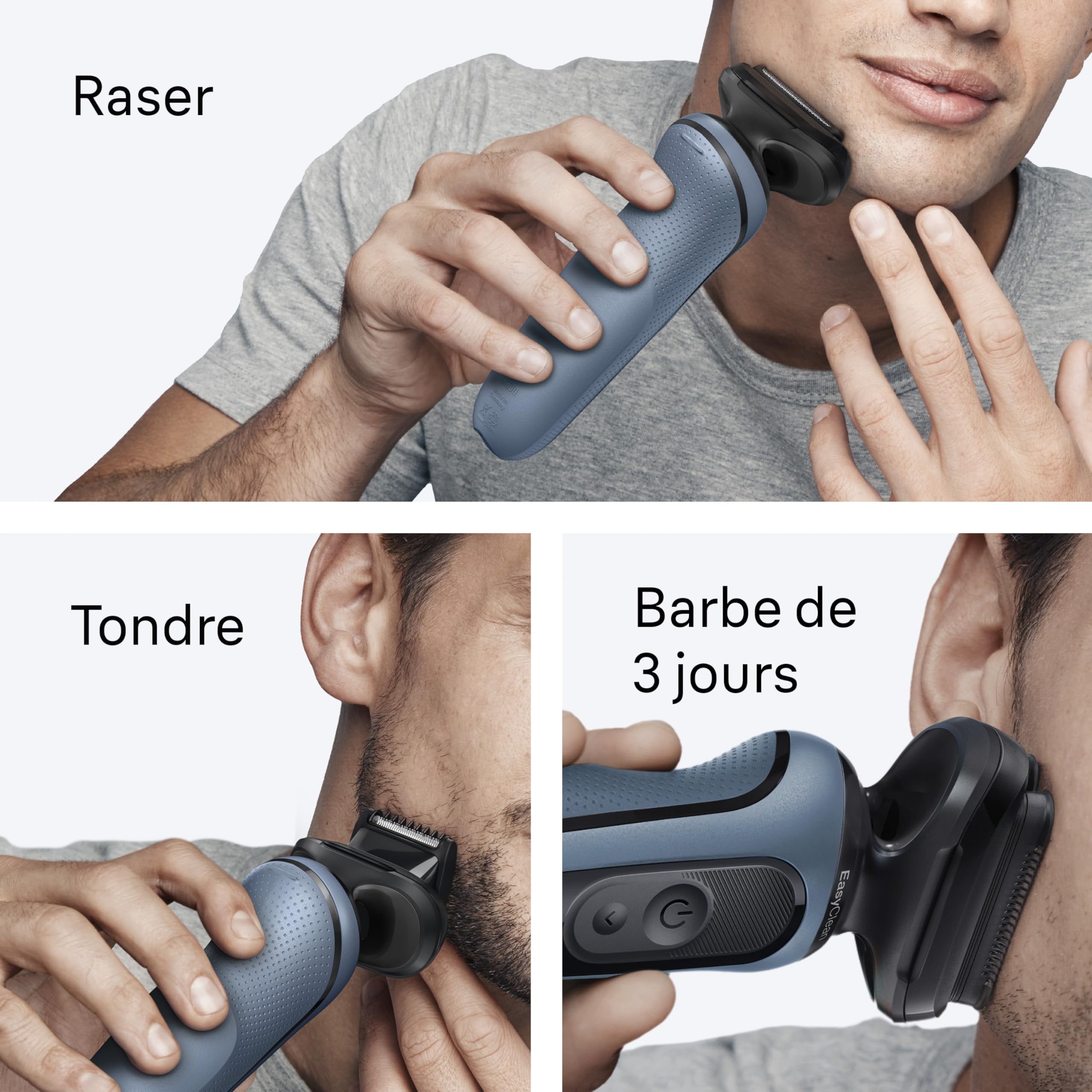 Braun Rasoir Electrique Homme Series 5 52-A1820SI, Azure, Etanche, Lames Flexibles Pour Raser Doucement Le Visage, 2 Modes De Rasage, Coffret Avec Accessoire Tondeuse A Barbe De Trois Jours