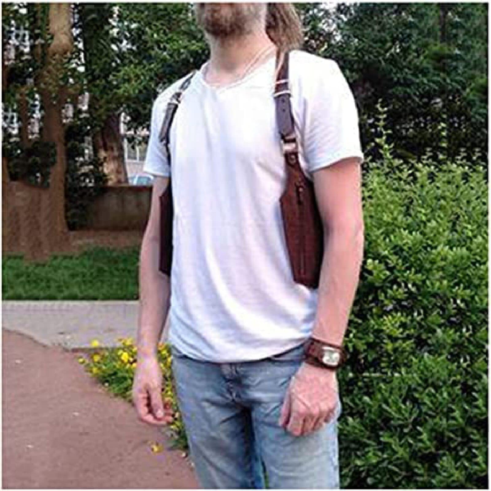 Mannen retro riem verborgen oksel schoudertas, verstelbare PU lederen dubbele schouder oksel tas anti-diefstal portemonnee buitenshuis mobiele telefoon holster tas, middeleeuwse stijl