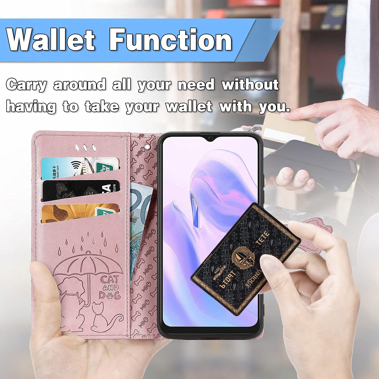Hülle Für Blackview A70/A70 Pro – Leder Flip Case Mit Standfunktion, Kartenfach, Magnetschnalle (schwarz)