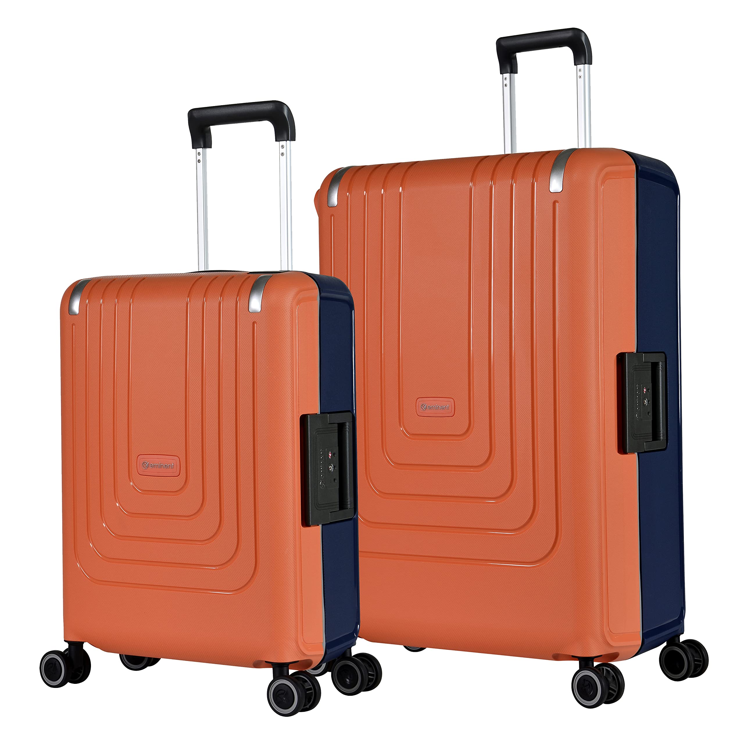 Eminent 2 Piece Luggage Set 20/28 Inches Polypropylene Hard Case Luggage Sets with 4 Double Spinner Wheels TSA Lock (Set of 2 (20/28), Orange DarkBlue)