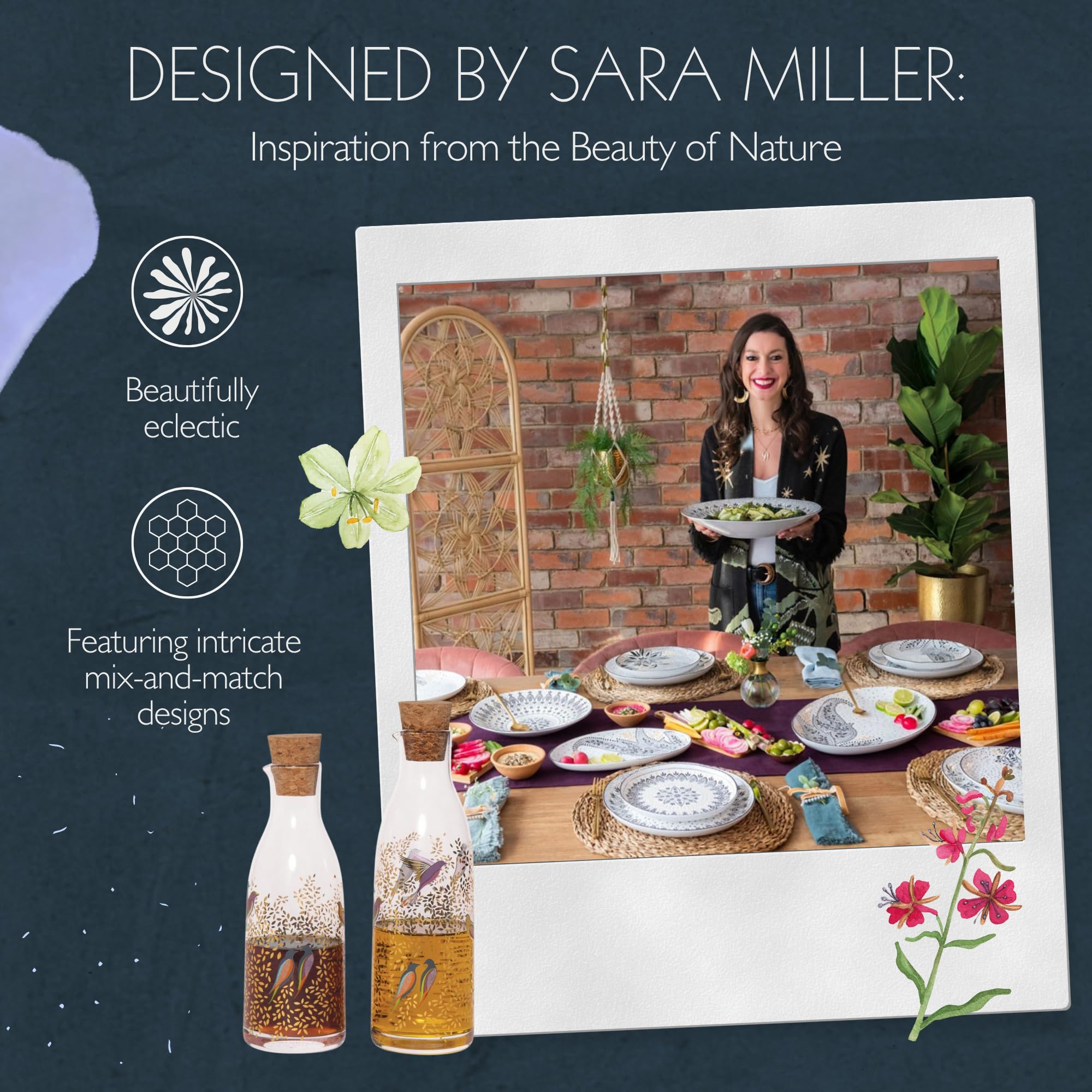 Sara Miller London Chelsea - Juego de aceite y vinagre de vidrio