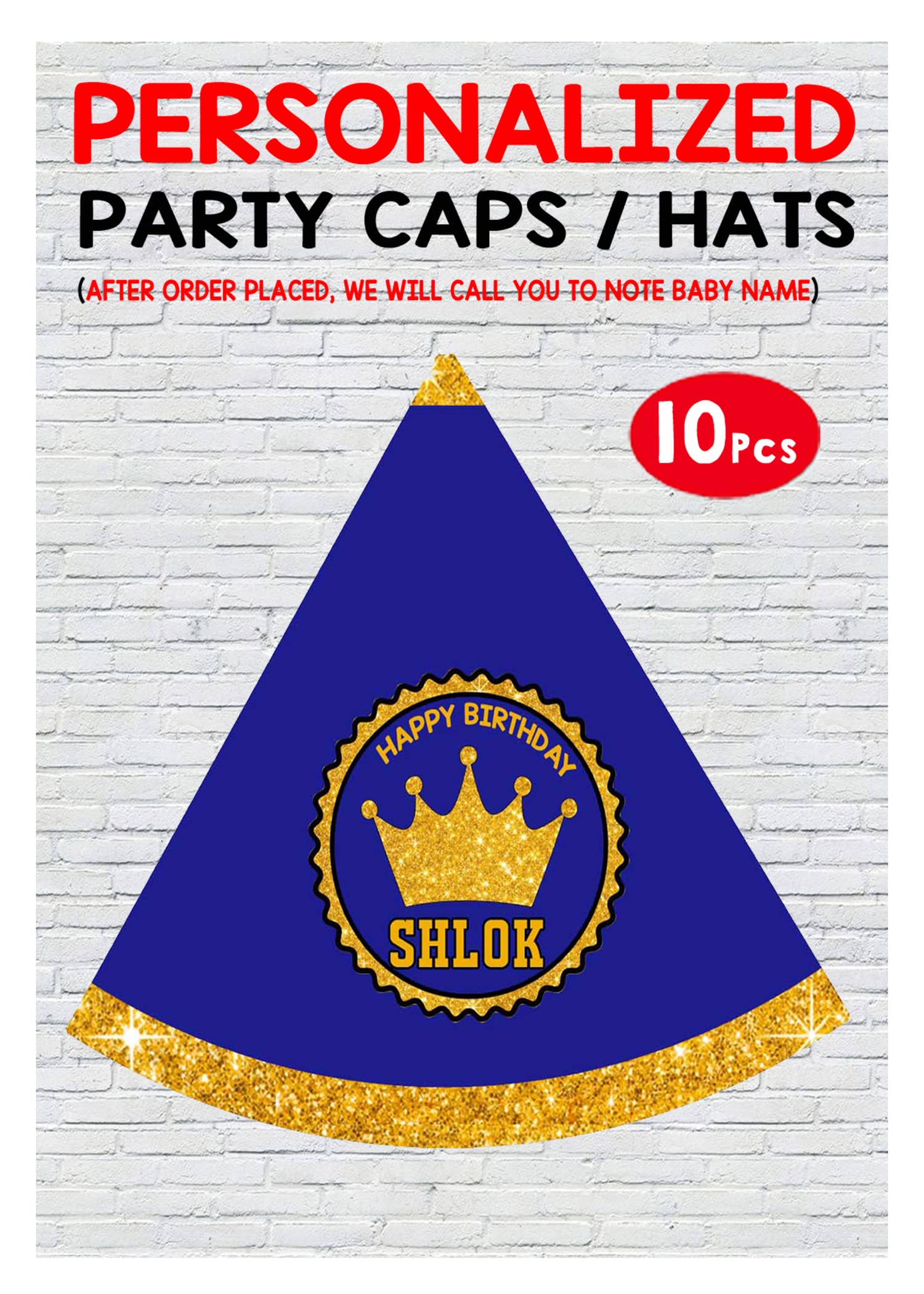 WoW Party Studio Personalised Royal Prince Crown Theme Happy Birthday Party Decorations Party Caps/Hats with Birthday Boy/Girl Name - 10Pcs (B07B8NCTZF) Amazon Price History, Amazon Price Tracker