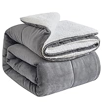 OMERAI Coperta In Pile Sherpa 150x200CM – Morbida Peluche Spessa Calda Reversibile In Microfibra Coperte Per Letto, Divano, Vita In Casa E Viaggio Lavabile In Macchina Dimensione Doppia Grigio