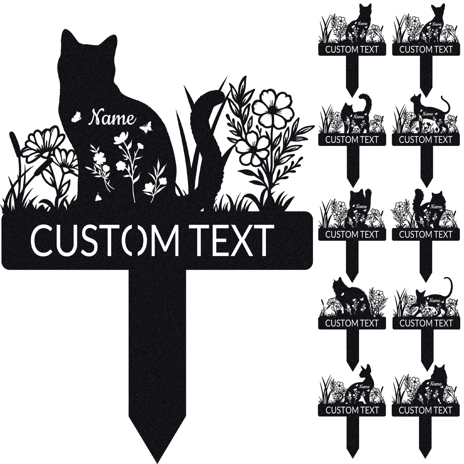 WBgjsnklbnl Custom Metal Pet Grave Markers Personalised Dog Cat Breed Memorial Stake Tombstone for Garden Yard Graveside Pet Loss Gifts-Cats