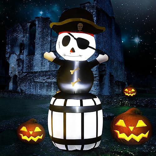 COSTWAY Barril pirata inflable de Halloween de 8 pies para decoración de vacaciones