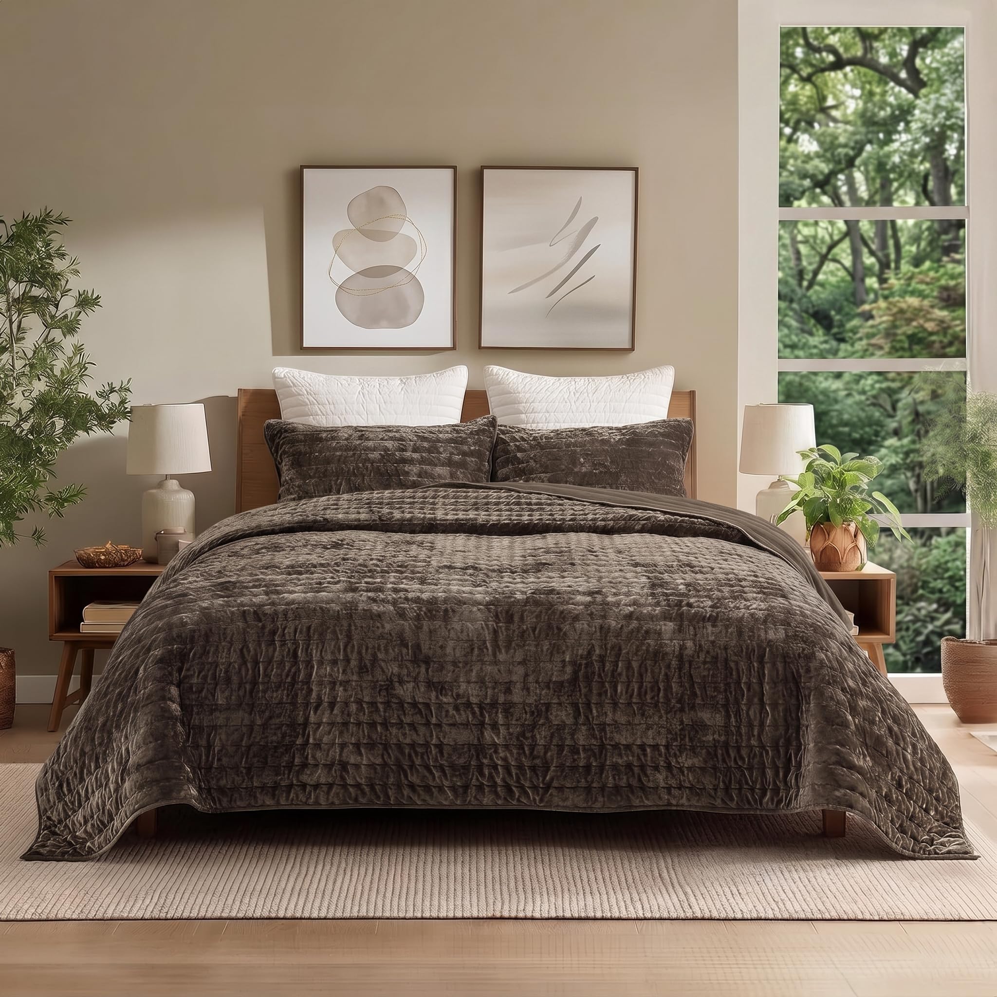 Bedsure Velvet Comforter Queen - Brown Luxury -9 Bedsure Velvet Comforter Queen - Brown Luxury -9