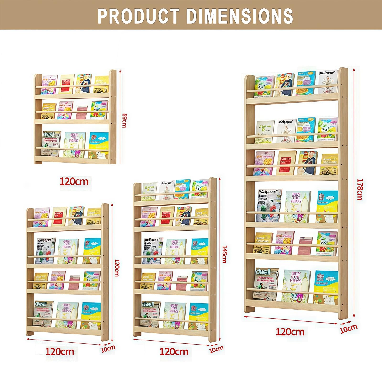 Librería De Madera De 3/4/5/6 Niveles Para Colocar Detrás De La Puerta, Librería Alta Y Estrecha De Pie, Estantería Delgada De Madera De Pino, Para Libros, Dormitorio, Sala De Estar(120CM(4))