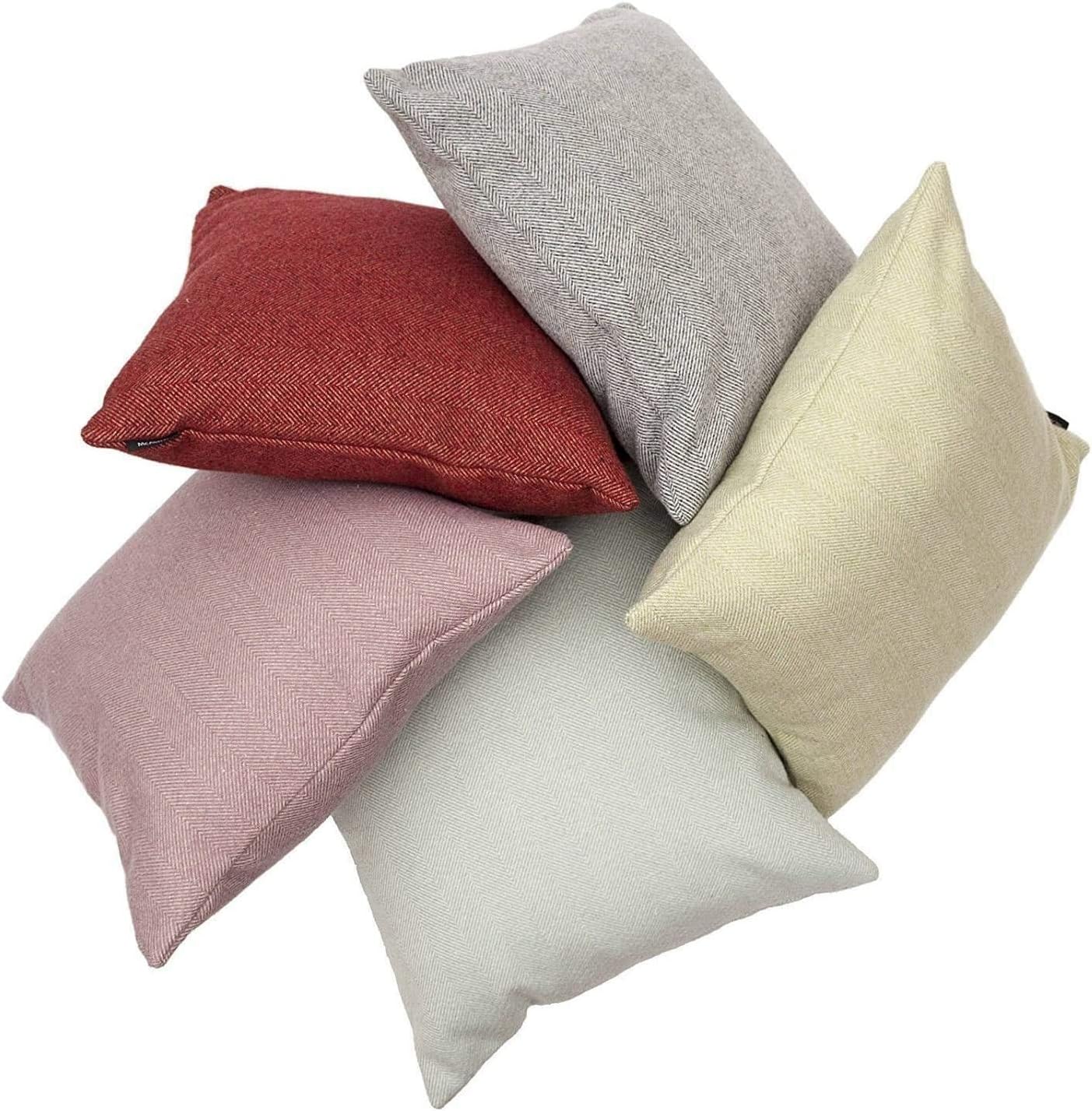 McAlister Textiles Red Herringbone Cushion Cover 49x49 Cm - 20x20 Inches - Soft Decorative Throw Scatter Pillow for Bedroom or Living Room