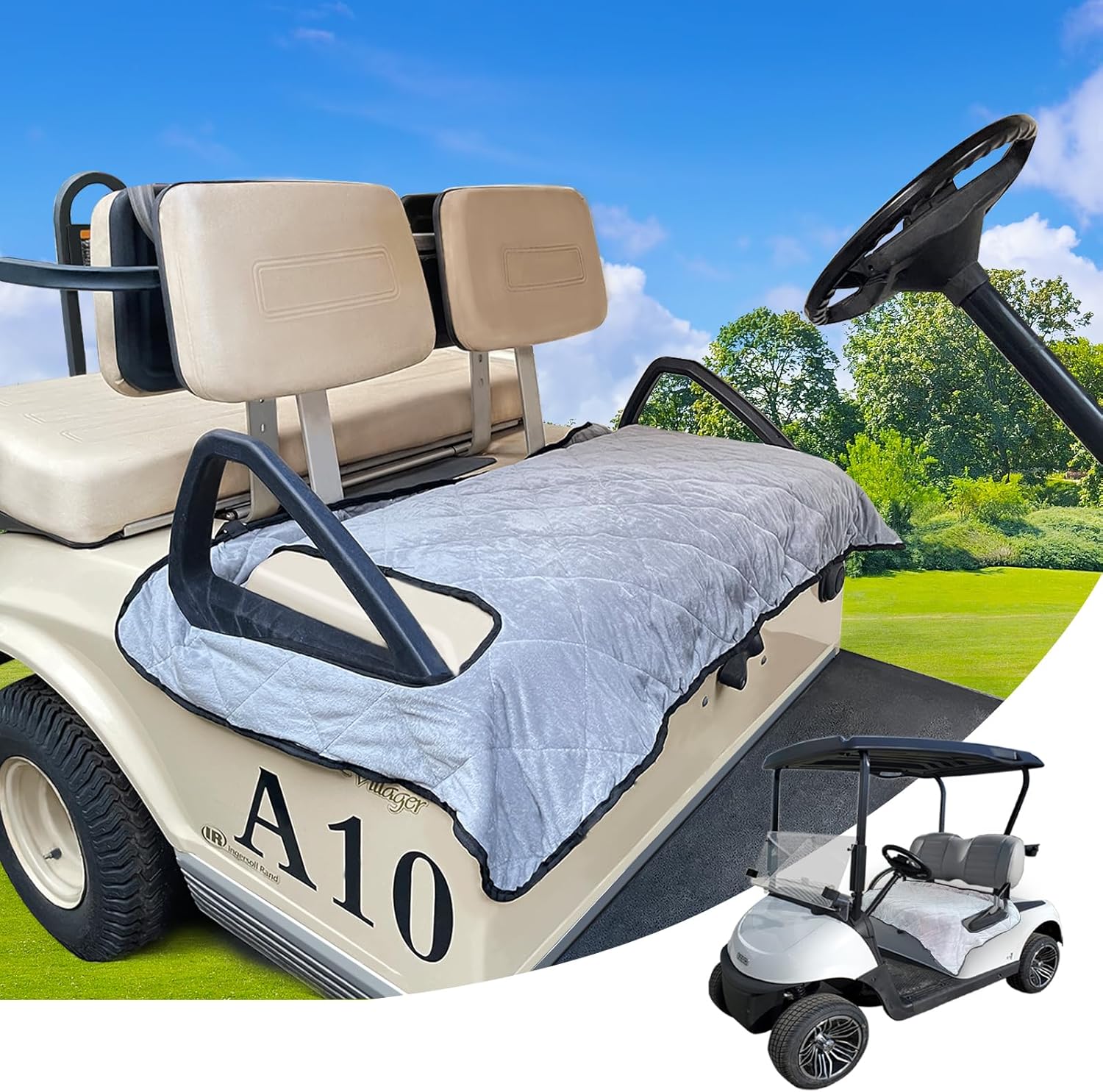 Wanaiha Fundas de asiento para carrito de golf para 2 pasajeros, EZGO Manta de asiento de carrito de golf, fundas de asiento de carrito de golf EZGO, fundas de asiento de carrito de golf portátiles impermeables para automóviles de club, accesorios para carrito de golf deportivos de viaje Colombia