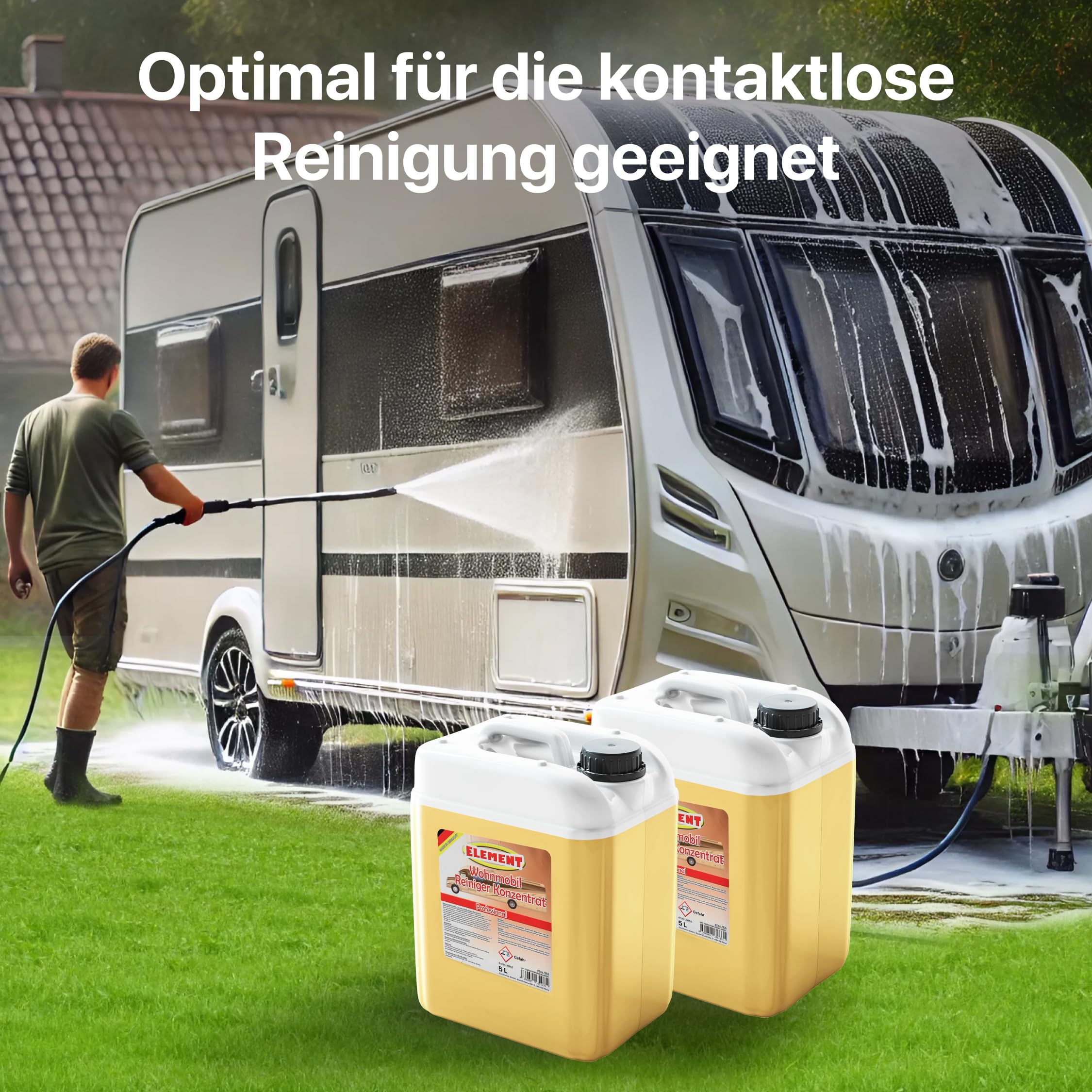 Element Detergente per roulotte, concentrato, pulitore per roulotte, detergente per camper, 5 litri, detergente per teloni, pulitore per barche, pulitore per autobus, rimuove facilmente lo sporco più