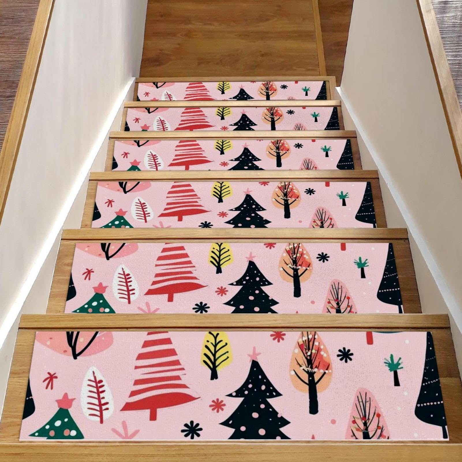 Marches d'escalier antidérapantes pour chiens et enfants motif de Noël