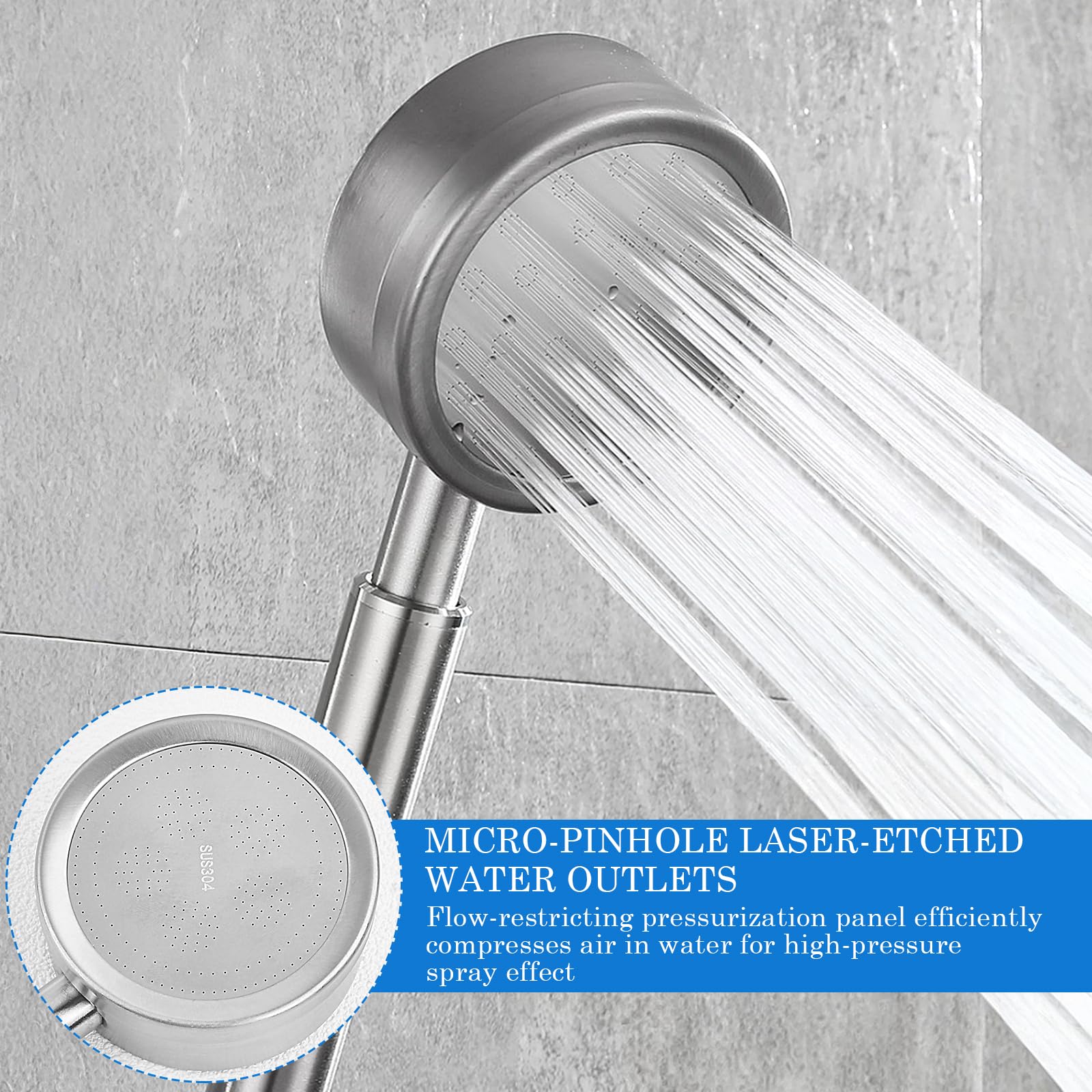 Rubinetto per Doccia, Miscelatore Monocomando per Doccia, Miscelatore da Parete 304 in Acciaio Inox, Rubinetto Miscelatore Bagno Per Bagno Doccia Vasca G1/2 Con offione