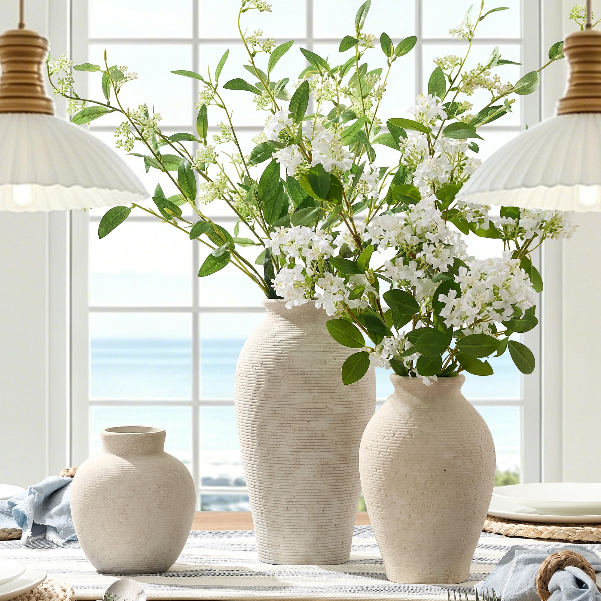 Best Vintage Vase Picks for a Styled 2026 Home 2 Vanselia Ceramic Flower Vase Home Decor - Large Farmhouse Table Vases Rustic Vin — product photo