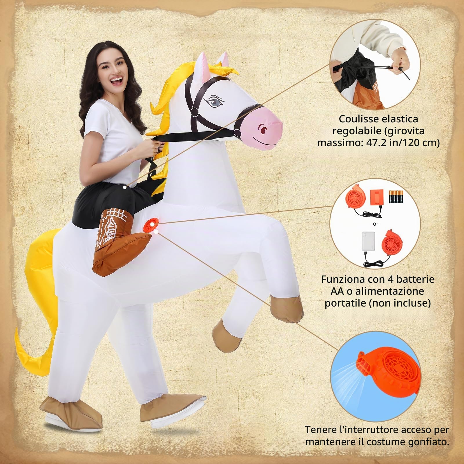 Costume gonfiabile da cavallo, costume gonfiabile per adulti, per uomini, donne, Halloween, cavalcata sul cavallo, costume gonfiabile per bambini, cosplay e feste
