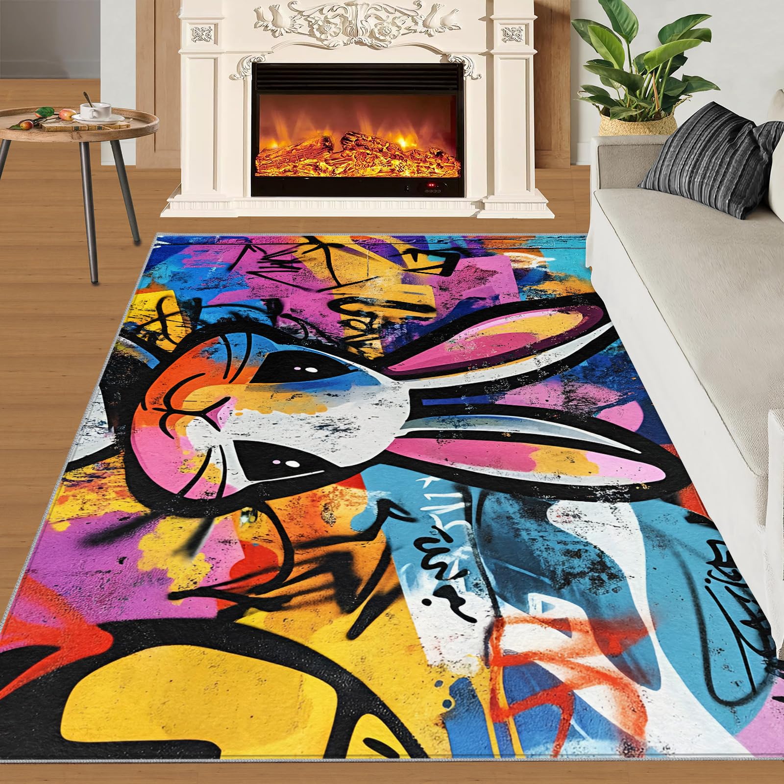 Amazon.com: Street Art Graffiti Rug & Home Decor - Rabbit Graffiti