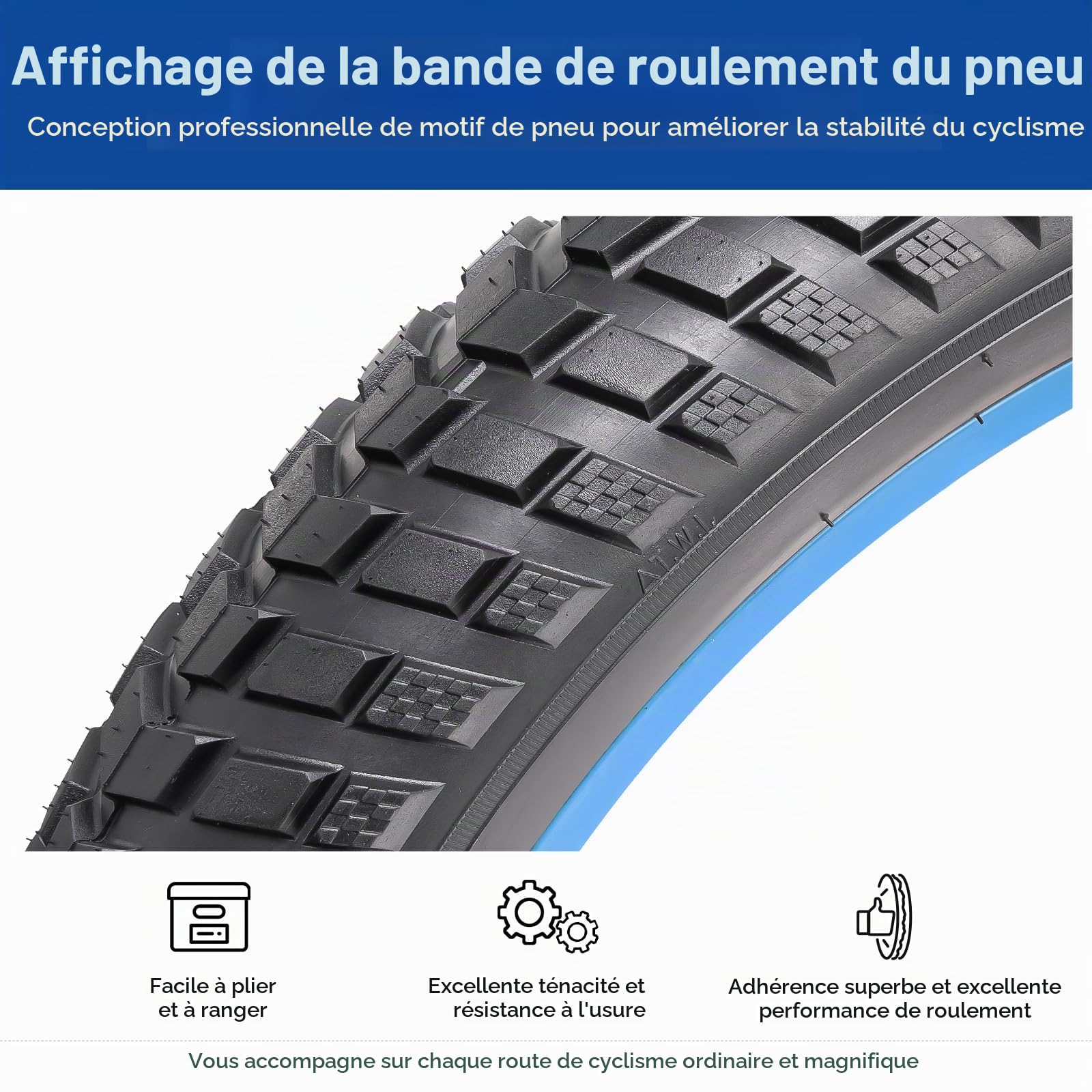20x3.0 Pneu de vélo 20x3 76-406 Bicyclette Pneus Pliable et 20 Pouces Chambres à air 32mm Valve Schrader, Convient pour 20x2.80 20x3.0 20x3.3 Montagne/Gravier/Ville/Pneus vélo(1-PC)