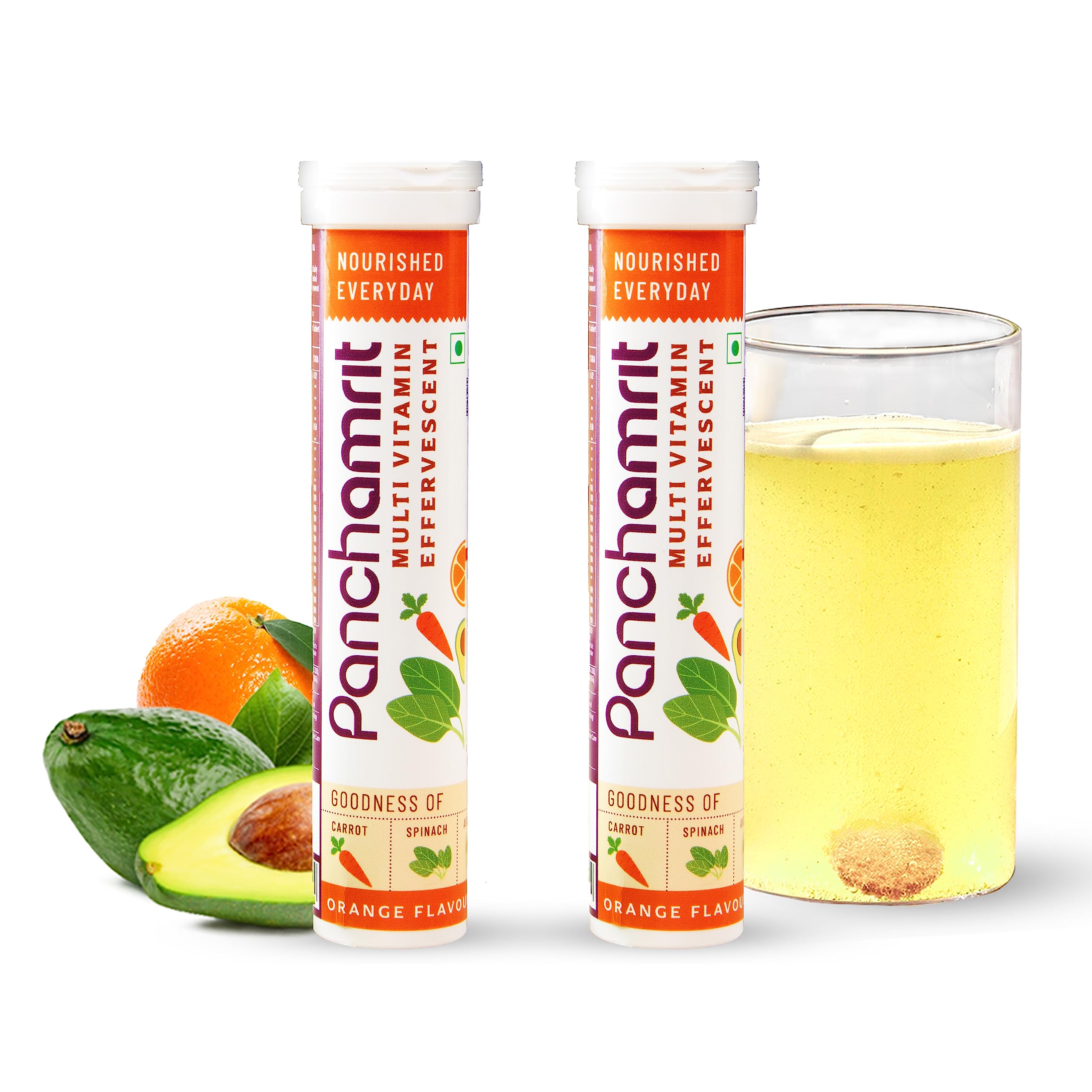 Panchamrit Multi-vitamin Effervescent 20 Tablets (Pack of 2) | Improve Energy, Daily Health & Immunity | 100% RDA of Vitamin C, A, E, D, B12 with 10 other Essential Vitamins & Minerals | Sugar Free