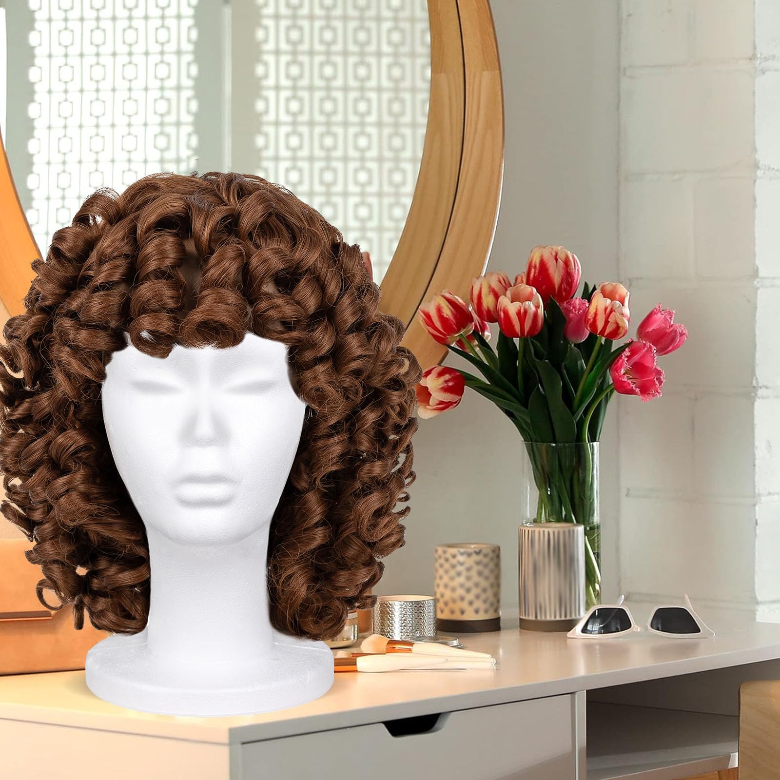 Tête de perruque en mousse de polystyrène pour femme, support de coiffure, 3 pièces