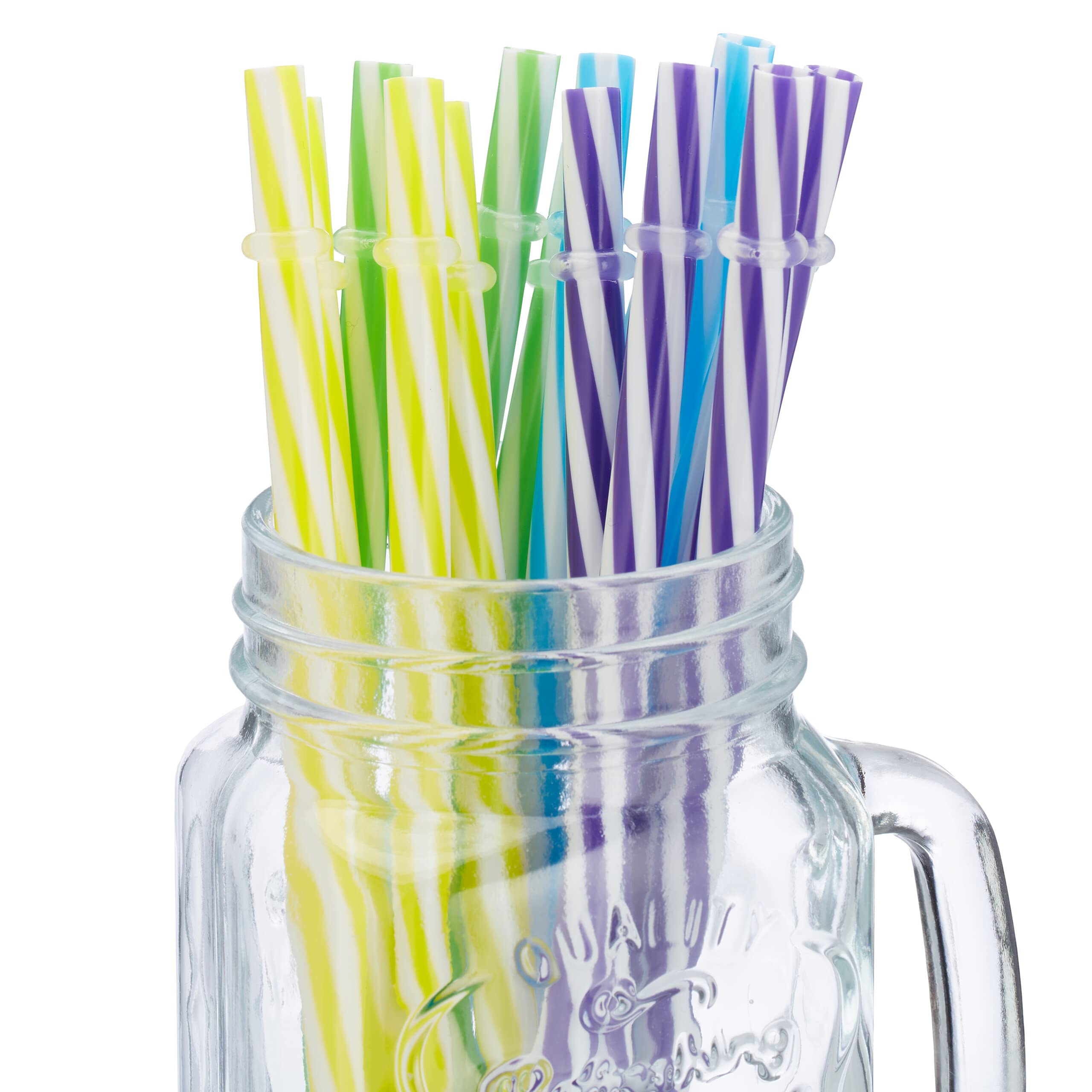 Relaxdays Trinkgläser-Set – 16 Stück, Je 500 Ml, Mit Deckel & Strohhalm – Bunte Retro-Gläser Mit Henkel Für Limonade & Cocktails