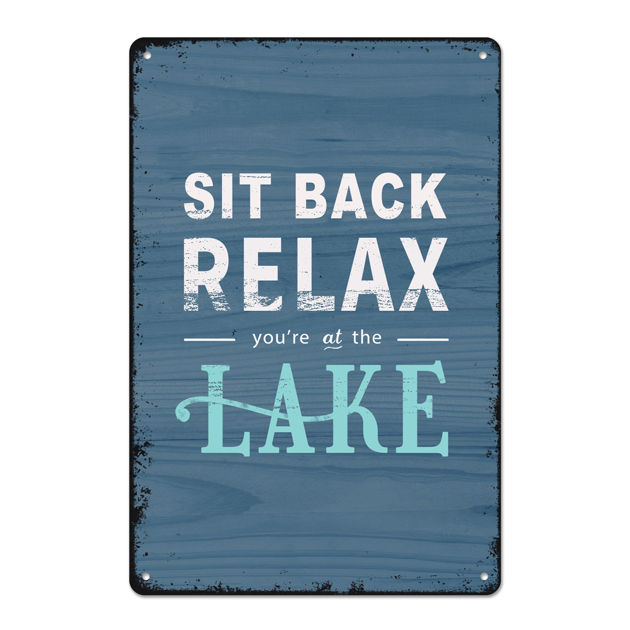 SMAZDFXX Sit Back Relax Vintage Metal Tin Sign For Lake House Decor Lake Life Cabin Wall Art 5.5"x8"
