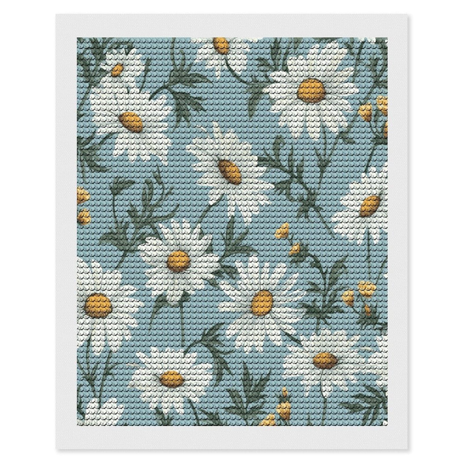 Daisy Diamond Art Kits for Adult Round Full Drill Diamond Dots Paintings for Beginner Picture Art DIY Diamond Painting Kits 5D Diamond Art Painting for Home Wall Decor 16"x20"