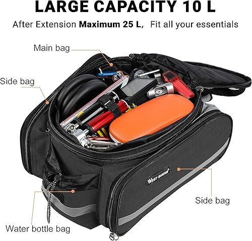 Miniatura 3 de Himiway Bolsas de bicicleta para portaequipajes traseros de 30 L plegables para portaequipajes IP65, impermeable, tiras reflectantes y correas