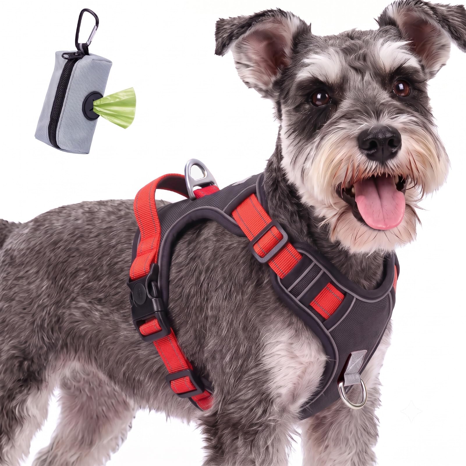 FYY Dog Harness No Pull, Escape Proof Adjustable Pet Vest, Reflective Choke Free Harness With Easy Control Padded Handle for Small Medium Large Dogs Walking and Training S-Black+Red