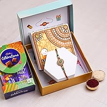 Gifticon Rakhi for Brother with Chocolate - Chocolate Gift Hamper -1 Rakhi, 1 Celebration, 1 Greeting Card,1 Gift Box | IB-1R-CB50-GreenPendal