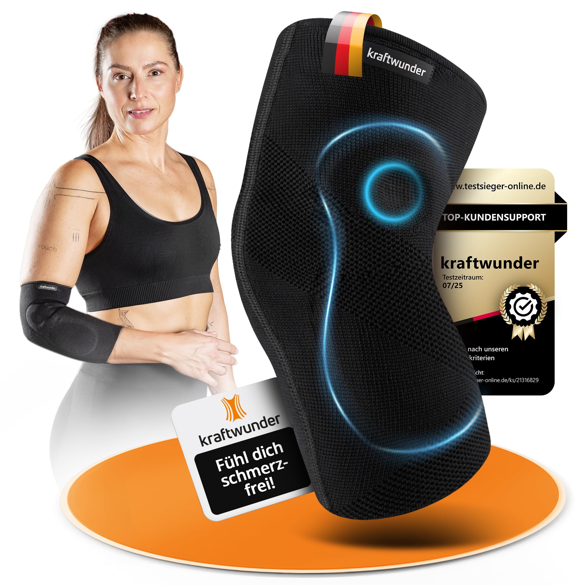 Ellenbogenbandage Tennisarm/Golferarm, Bandage mit Gel-Pelotten, Made in Germany, für Damen & Herren, Sport & Alltag (Schwarz, L, Beidseitig)