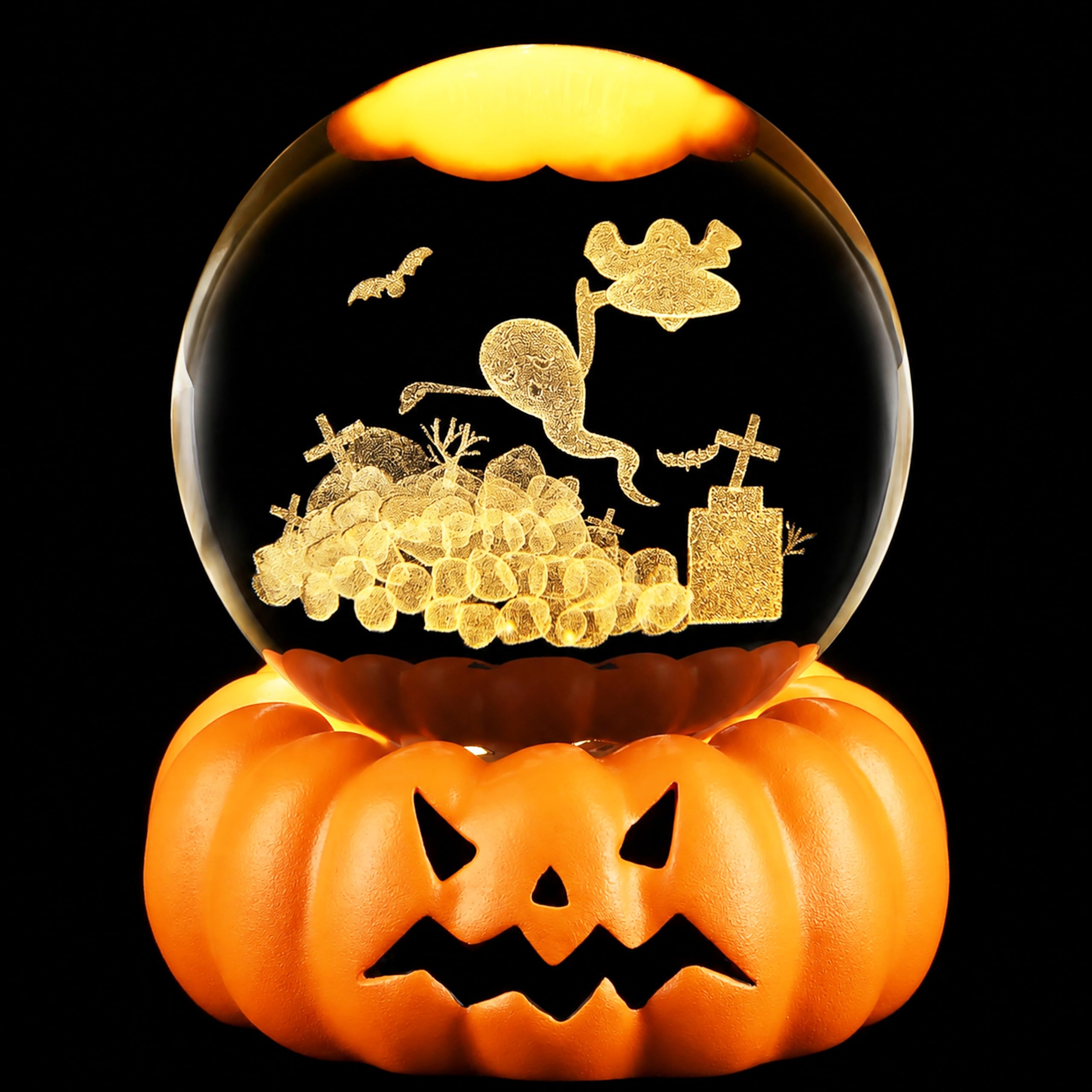 XIANNVXI Ghost Bat Halloween Ornament Crystal Ball Paperweight,60mm