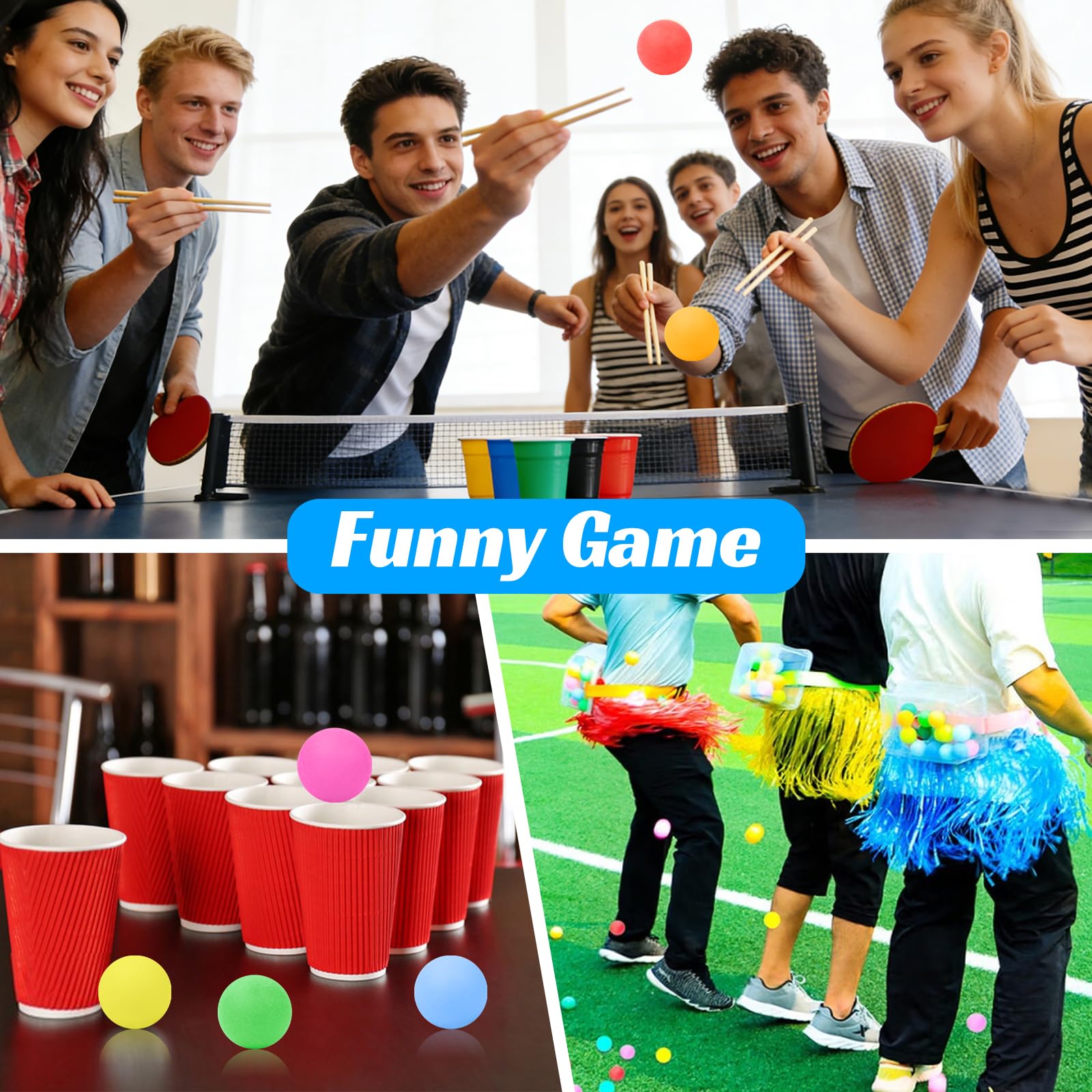 80 pelotas de ping pong multicolor de 40 mm con 80 pegatinas para decoraciones de fiestas, juegos, manualidades, proyectos de bricolaje