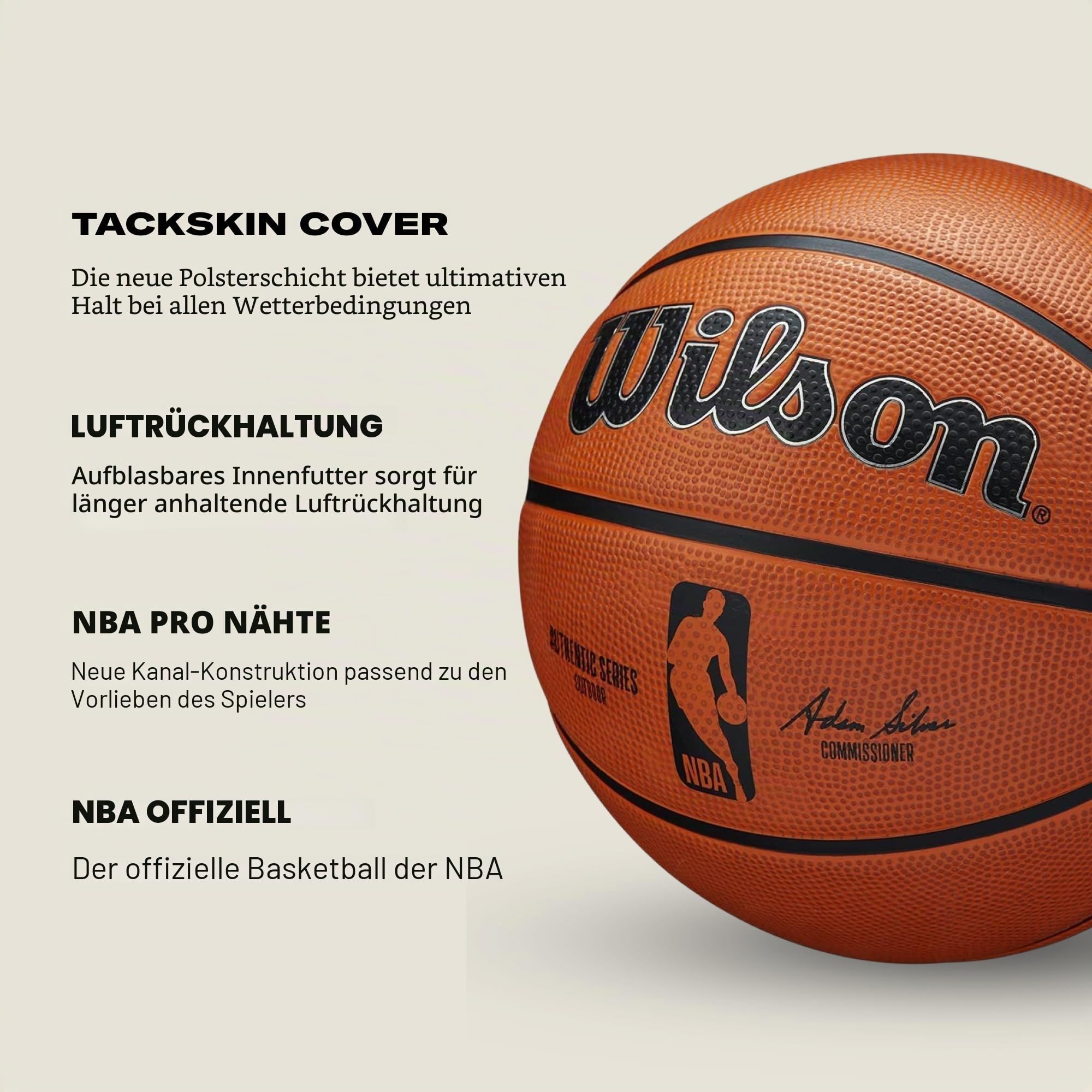 Wilson NBA Authentic Series Outdoor Ball WTB7300XB, Unisex, Basketball, Orange/Black, 5
